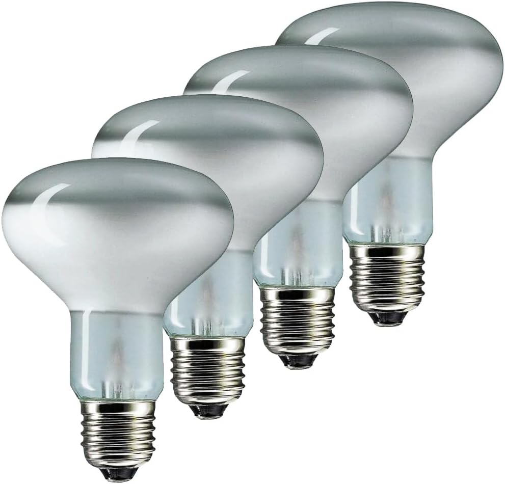 4 X 100W Incandescent R80 Reflector Light Globes Bulbs Screw E27 Dimmable ES