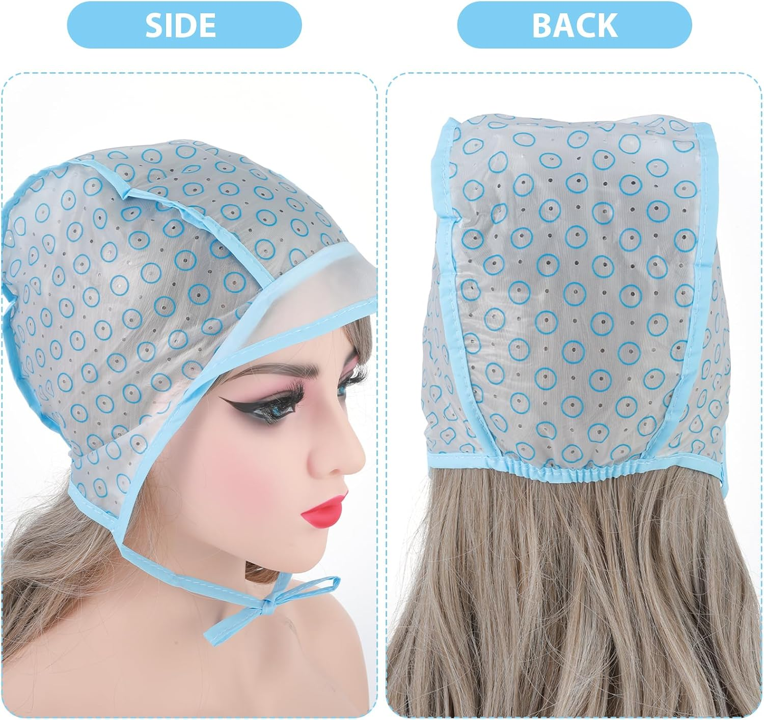 Set of 6 Highlight Hood Set, Adjustable Colouring Highlighting Cap, Hair Highlight Cap with 2 Plastic Hooks, Highlight Hood Hair Dyeing Accessories for Salon Home Use Dyeing Hair Hairdressing Tool image number 1