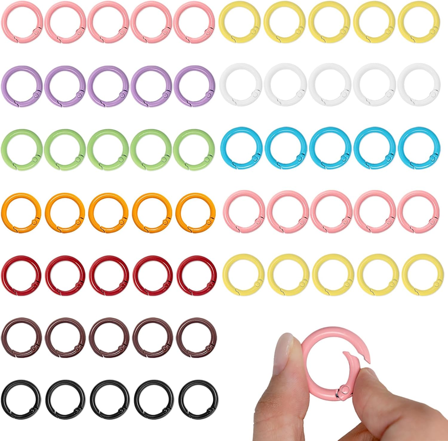 NEETUE 50 Pcs 1 Inch Metal Spring O Rings round Carabiner Ring Clip,Round Snap Clip for DIY Accessories Craft Making image number 1