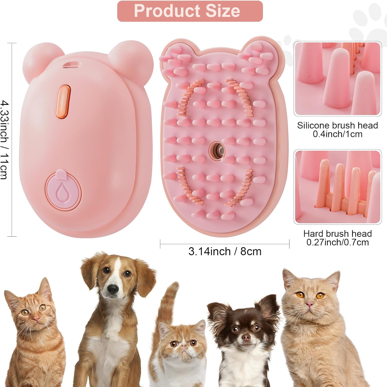 Cat Steam Brush Rechargeable Cat Brush Steamer for Shedding,Self-Cleaning Grooming Brush for Long &Short Haired Dogs and Cats,Remove and Clean Tangled &Loose Hair,Pink image number 1