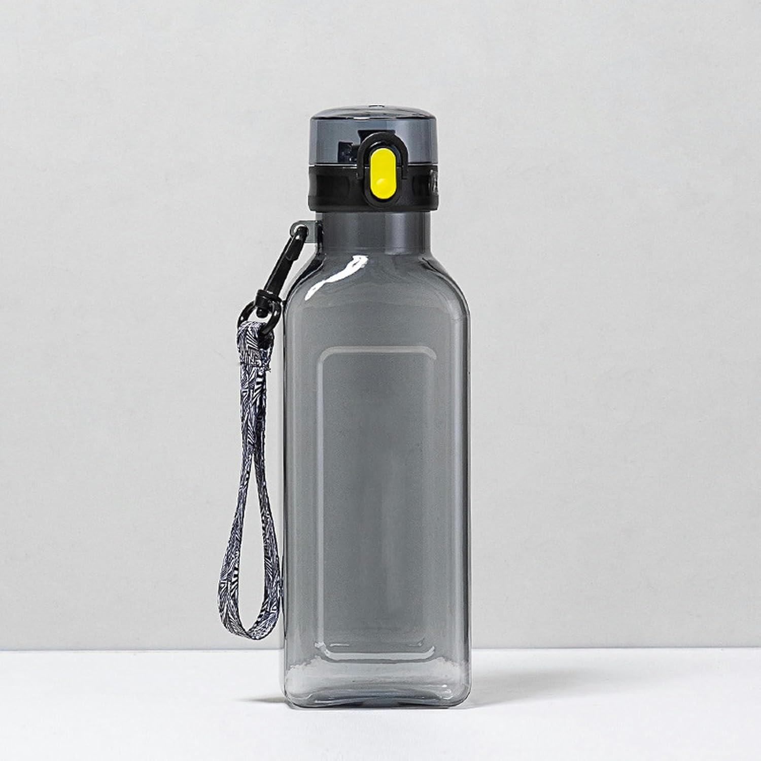 Leisure Trendy Plastic Water Bottle Outdoor Sports Student Rope Carrying Portable Large Capacity Simple Water Cup-Dark Gray image number 2