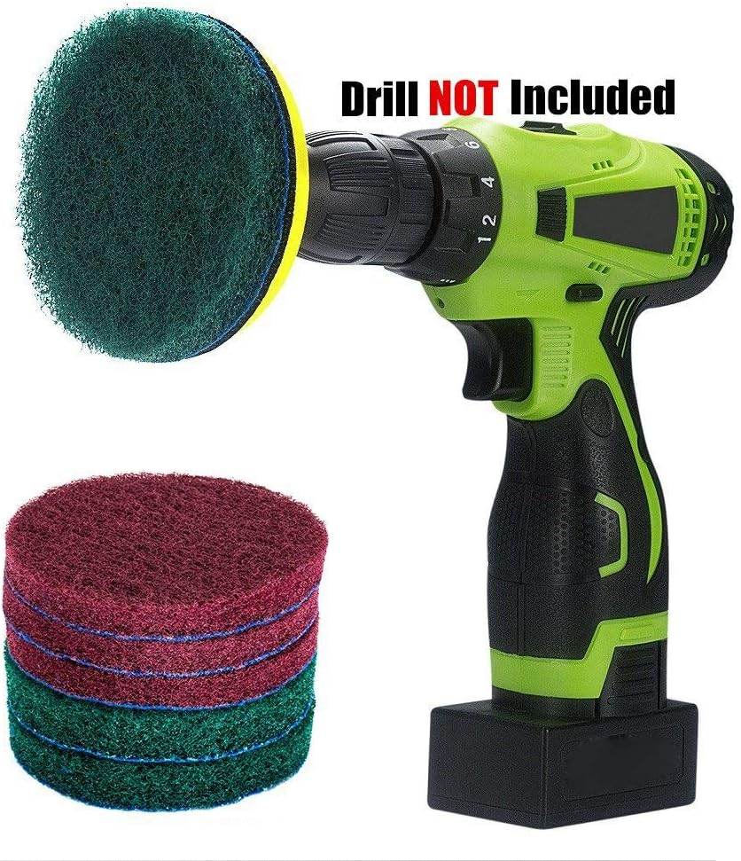 4 Inch Drill Power Brush Tile Scrubber Scouring Pads Cleaning Kit, Heavy Duty Household Cleaning Tool (Drill NOT Included) image number 4