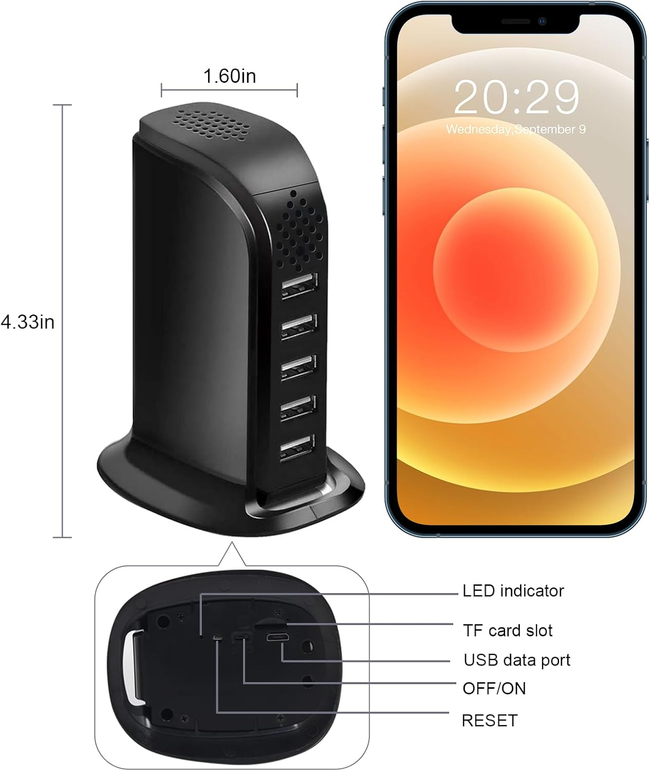 4U Spy Hidden Camera, Wifi USB Charger Camera 5-Port USB Hub 1080P Wireless Security Nanny Cam Mini Video Recorder with Motion Detection, Support Ios/Android for Home image number 3