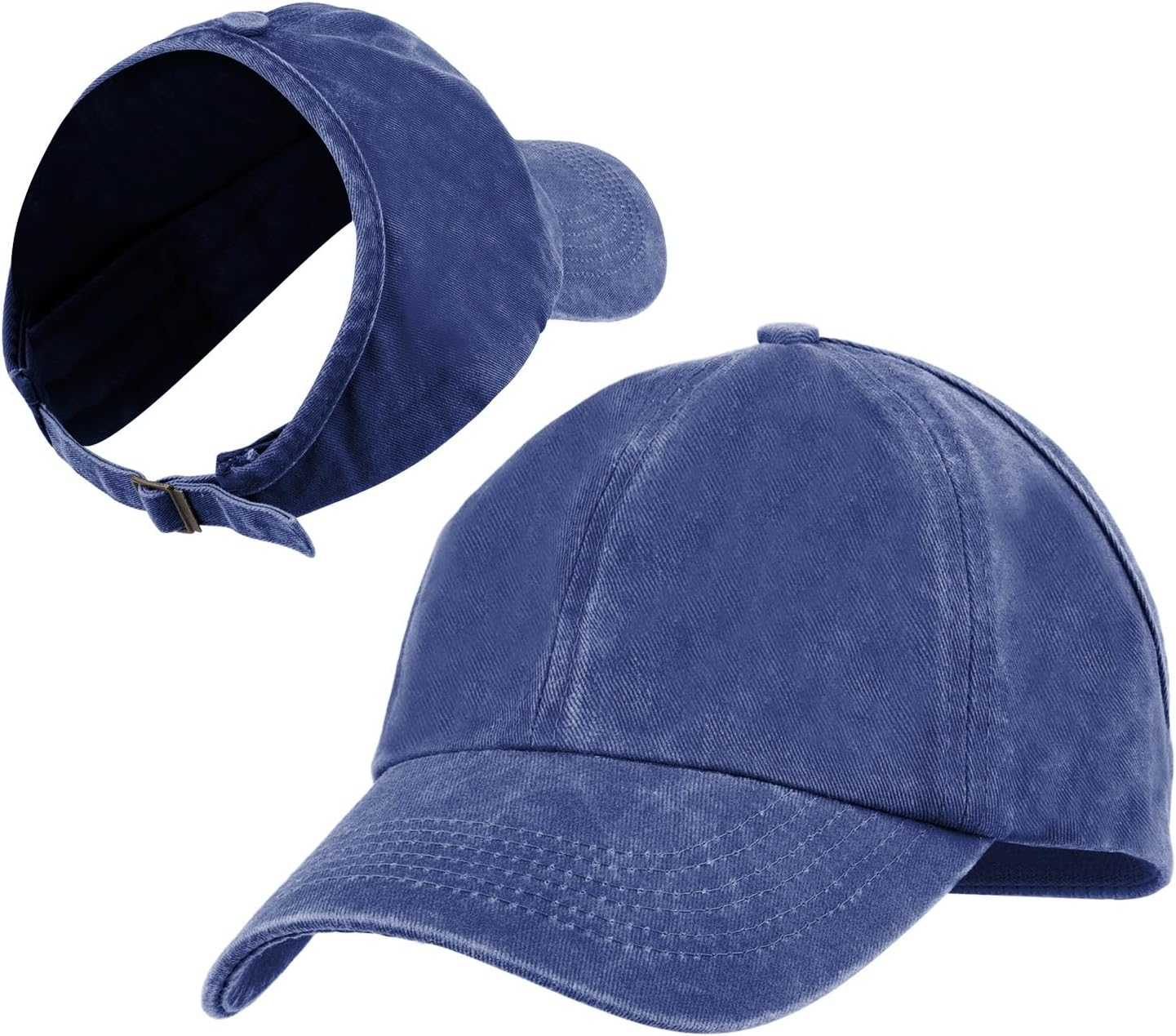 TOPTIE Backless Washed Cotton Ponytail Cap Messy Bun Curly Hair Baseball Caps for Women