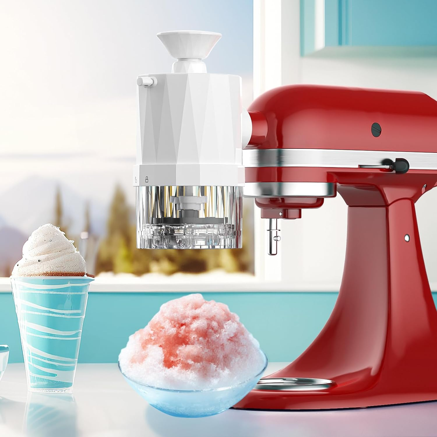 GVODE Shaved Ice Attachment for Kitchenaid Stand Mixer, as Kitchen Aid Attachment for Stand Mixer, Snow Cone Machine with 8 Ice Molds image number 6