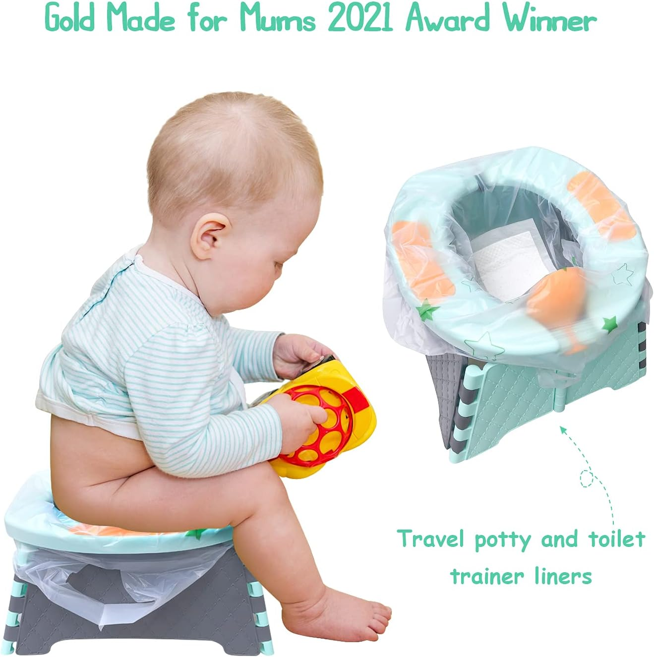 Potty Chair Liners with Drawstring, Portable Disposable Potty Liner Bags for Universal Potty Training Toilet Seat, Toddler Outdoors Travel Baby Toilet Liners - 60 Pack image number 5