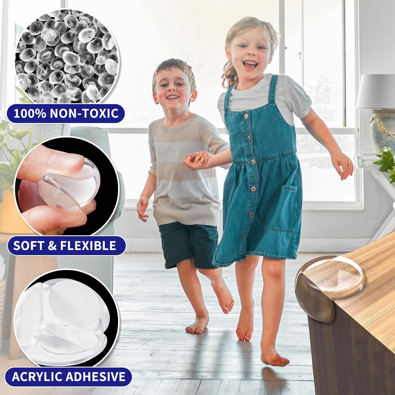 Jewan Transparent Baby Safety Corner Protectors, Pack of 30, Curved, 32Mm Thick, PVC Silicone, for Baby Fall Protection Furniture image number 4