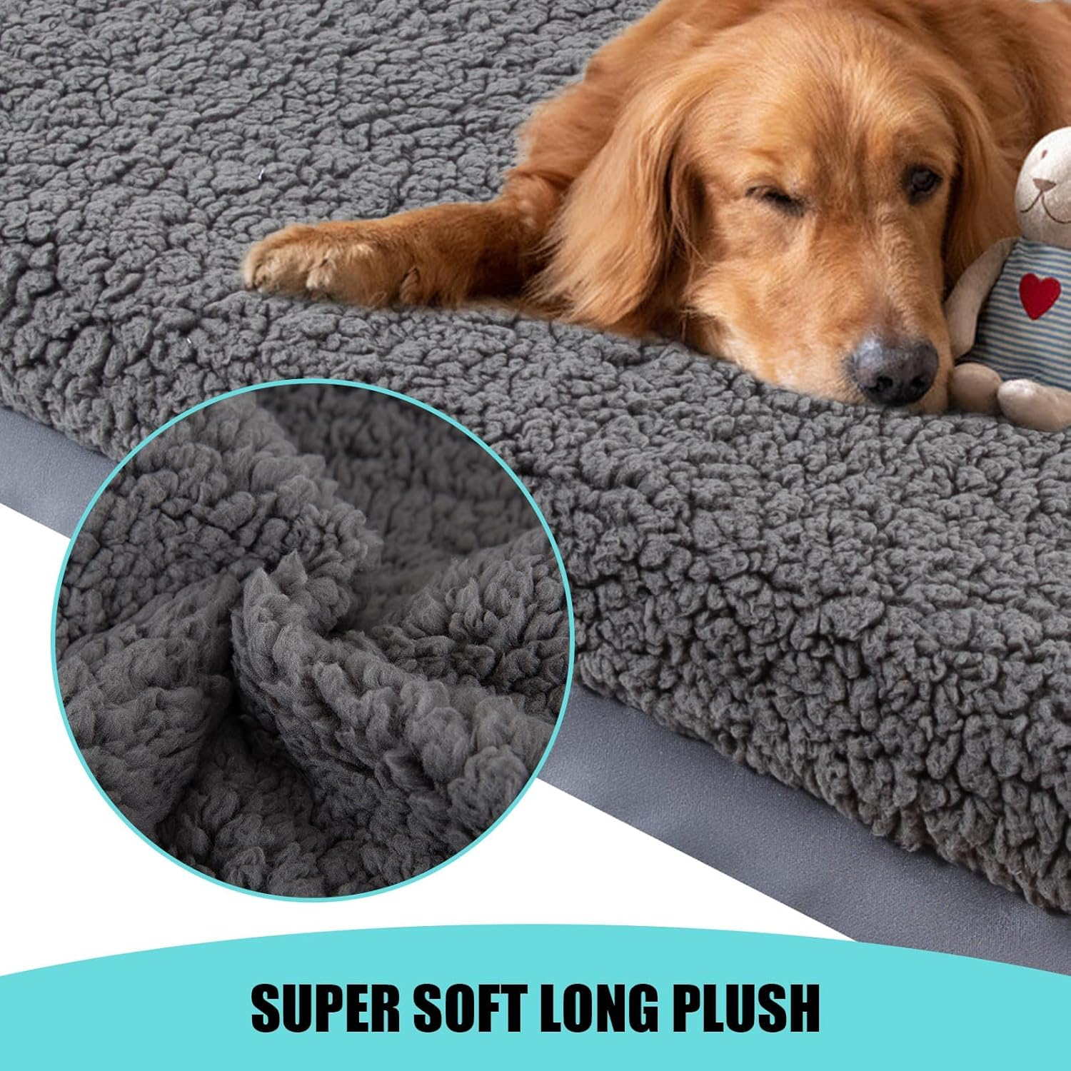 Dog Bed Covers with 100% Waterproof,Replacement & Washable Soft Plush Cover,Fitted for Large Dog Beds/Pet Mattress (S:76X51X15Cm)