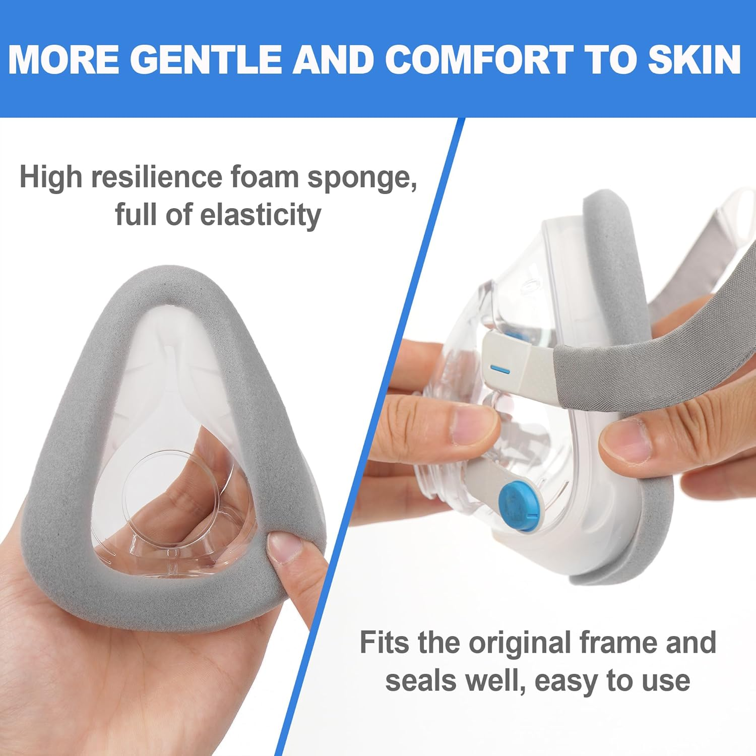 2 Packs Replacement Cushion (M) Compatible with Airtouch F20 and Airfit F20, Optimized Comfort & Secure Seal with Memory Foam (New Version), Exceptional Value & Durable CPAP Mask Supplies by Airsmart (M) image number 1