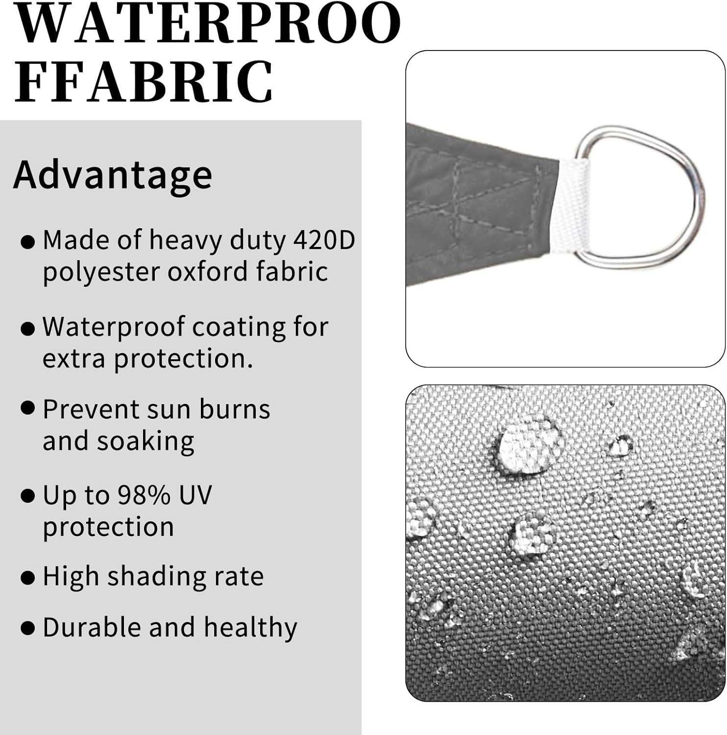 4Mx5M Rectangle Waterproof Sun Shade Sail 95% UV Block Sun Shades Canopy with Hardware Fixing Kit Double Stitched,Rip Resistant,Canopy Awning Shelter for Outdoors,Garden,Yard,Party and Facility(Grey)