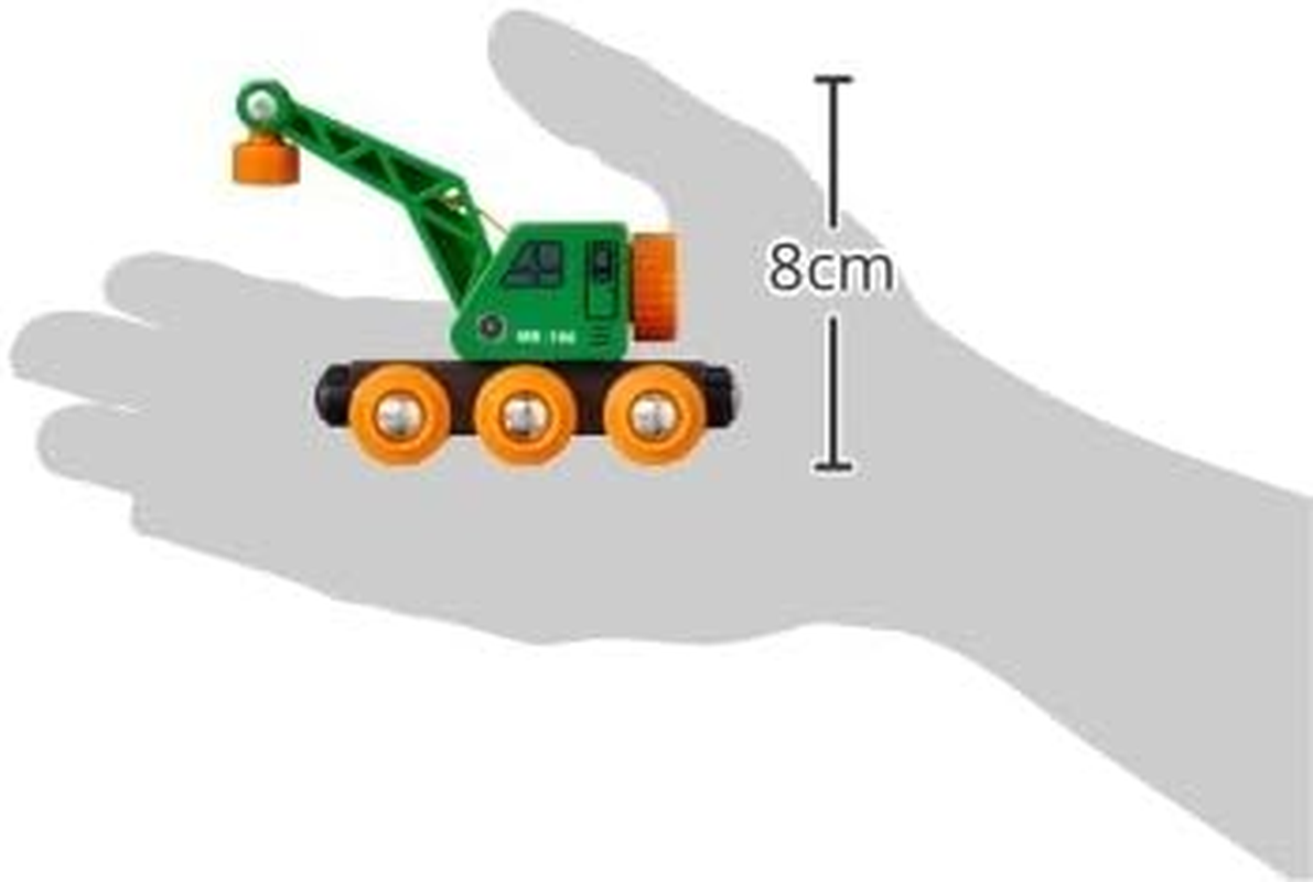 BRIO 33698 Clever Crane Wagon &ndash; 4-Piece Wooden Railway Accessory Set with Crane, Compatible with BRIO Trains for Kids 3+ Years image number 2