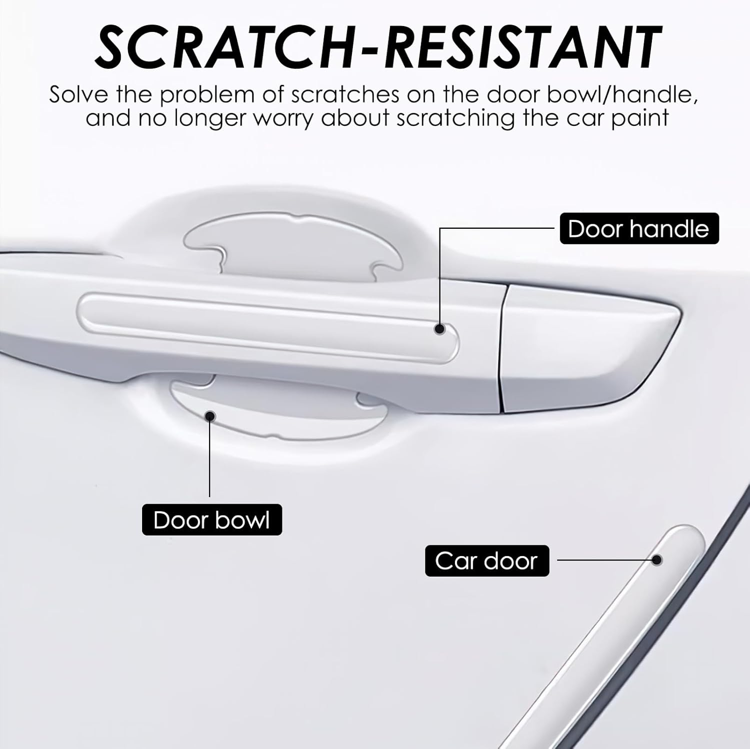 8 Pcs Invisible Car Door Handle Protectors, Transparent Waterproof PVC Cup Protector, Scratch Resistant Stickers to Shield Paint from Dents & Daily Wear for Most image number 4