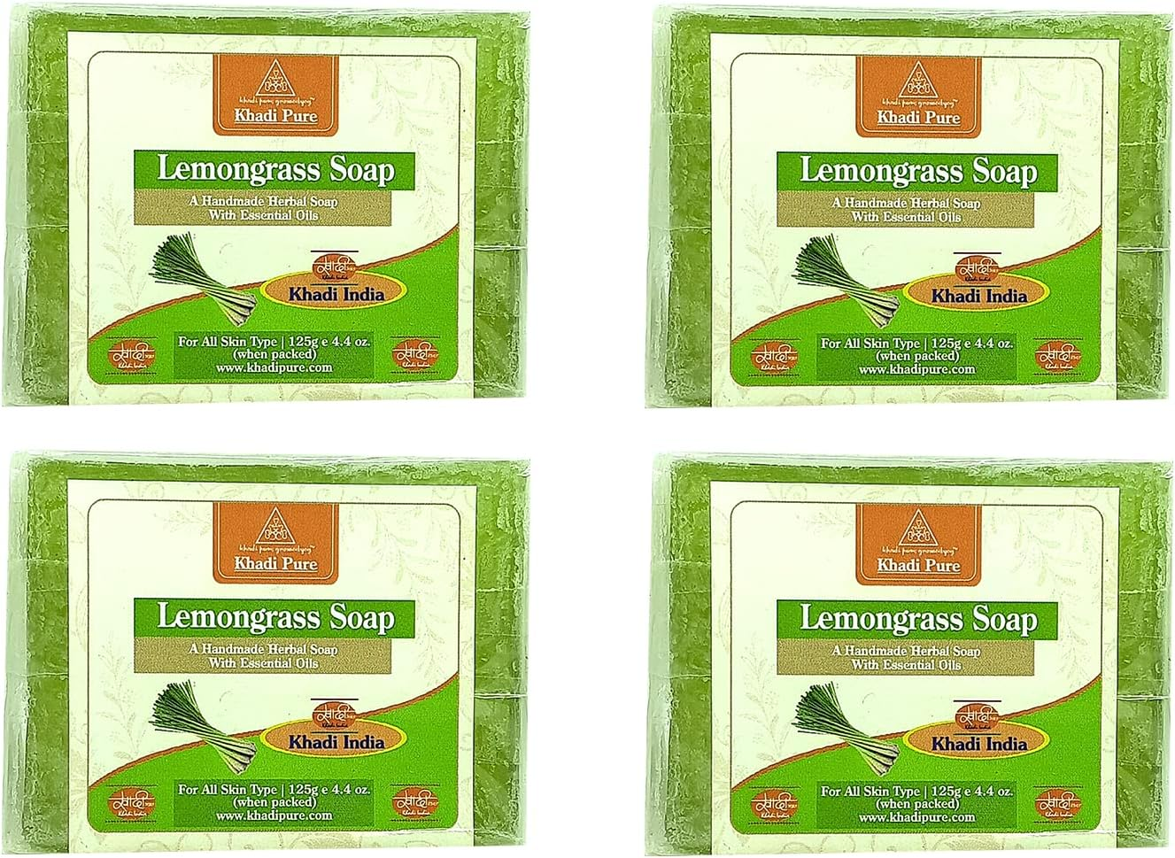 Khadi Pure Herbal Lemongrass Soap - 125G (Set of 4)