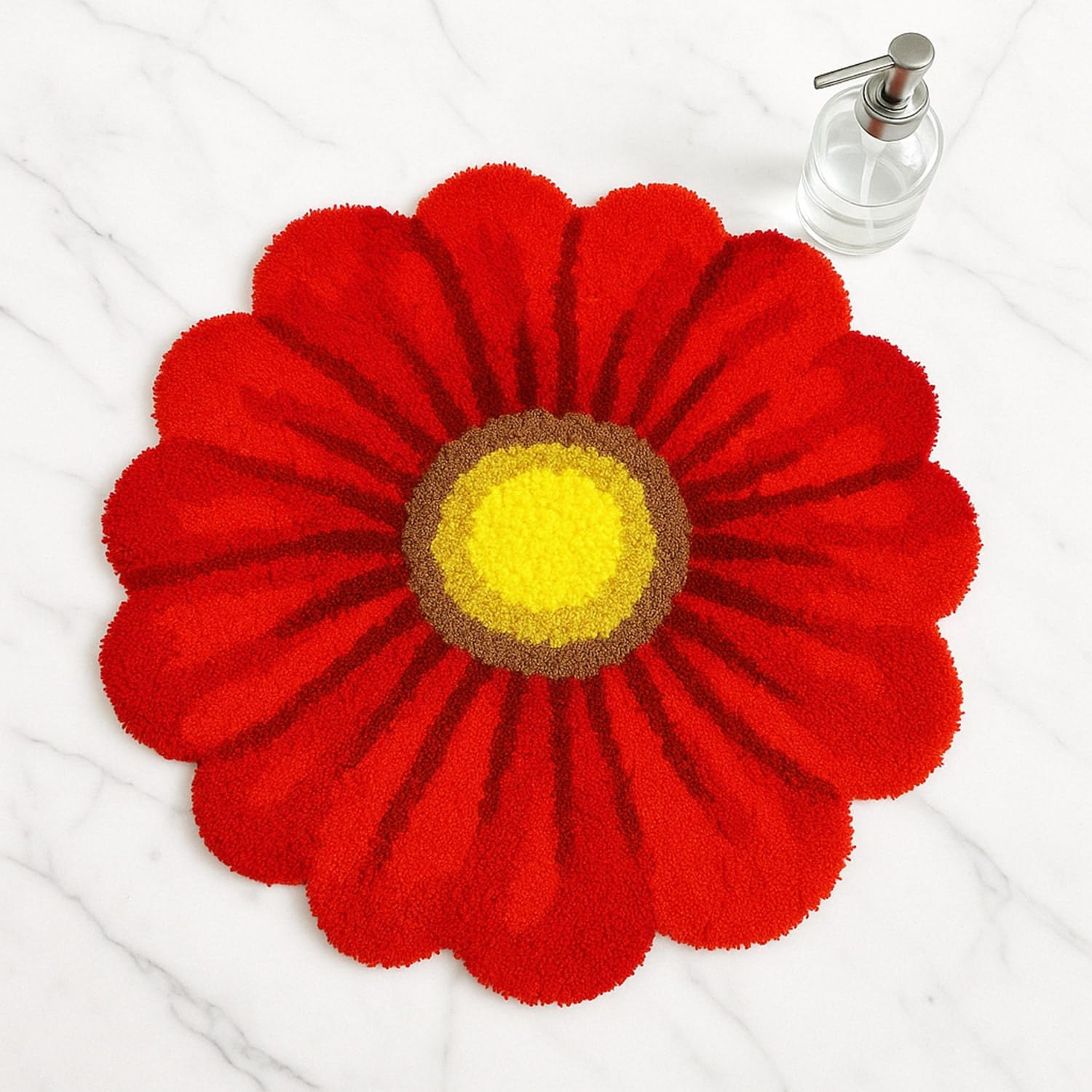Feblilac Red Flowers Bath Rug, Floral Mat for Bathroom Cute Plant Non-Slip Floor Mats, Washable Microfiber Carpet for Living Room Home Fast Dry Area Rug - Grey image number 6