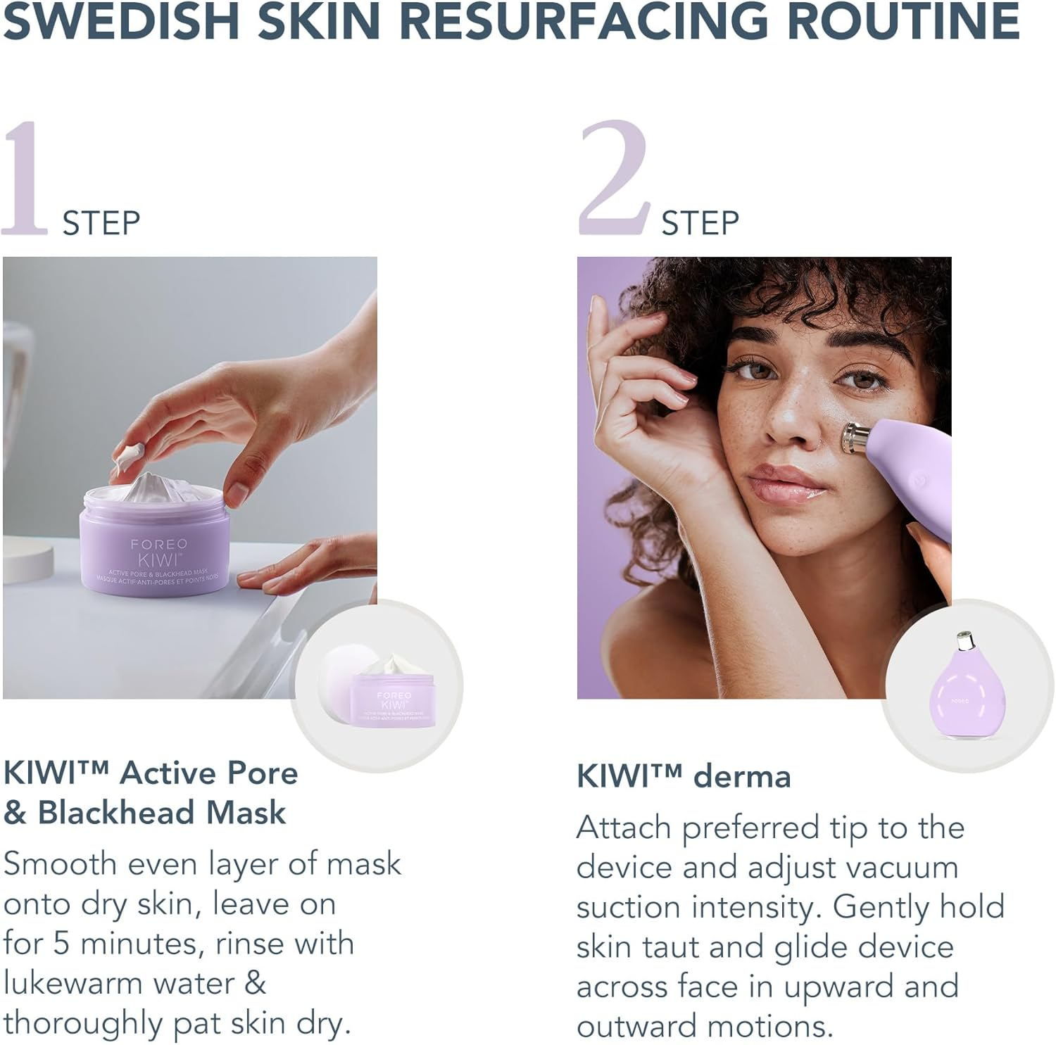FOREO Smooth & Resurface KIWI Derma Microdermabrasion Machine - Black Head Remover for Face + KIWI Active Pore & Blackhead Mask, 100G - Blackhead Extractor - No Pore Strips Suction Blackhead Remover image number 4