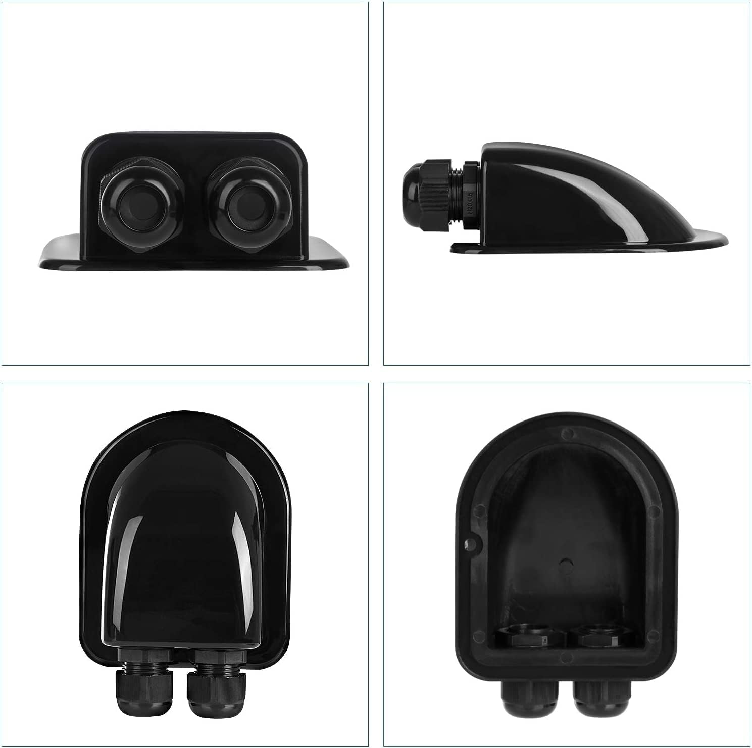 2 Pcs Solar Cable Entry Gland, Solar Panel Junction Box RV Caravan Boat Waterproof Cable Gland for All Cable Types (Dual Cable Entry, Black) image number 1