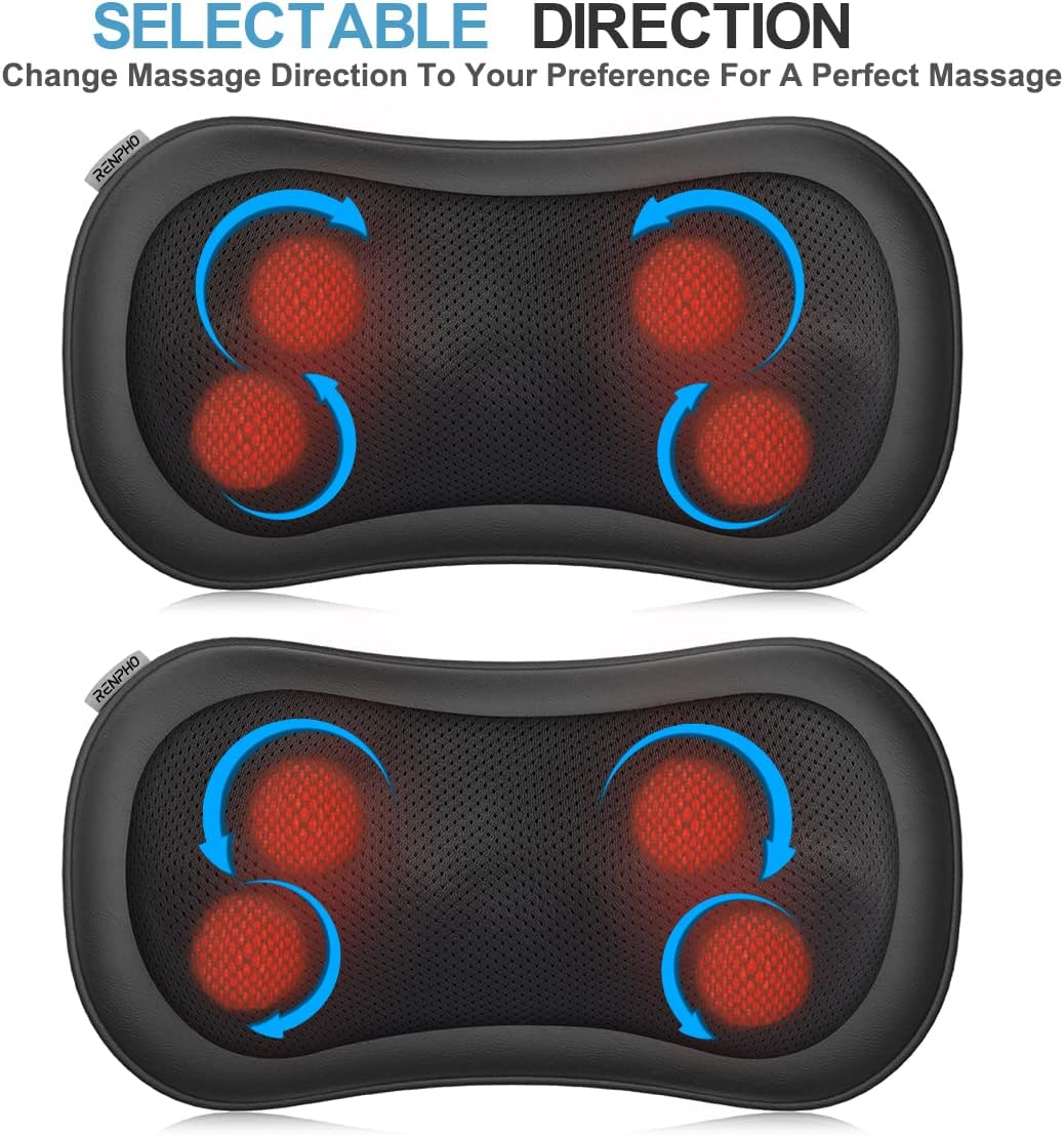 RENPHO Neck Back Massager with Heat, Ultra Slim Shiatsu Lower Back Neck Massage Pillow, 3-Speeds with Net Cover Electric Shoulder Massage Pain Relief image number 3
