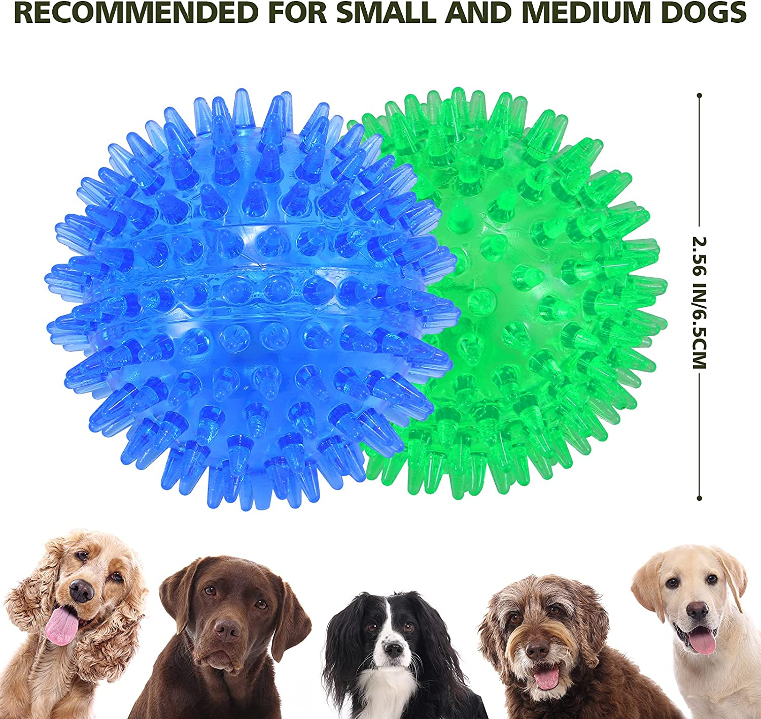 Petizer 3 Pack 2.5" Squeaky Toy Balls, Floating Pool Balls, Spiky Water Toys, Durable Interactive Fetch Toys for Puppy, Chew Toys for Teething (Small Dog) image number 5