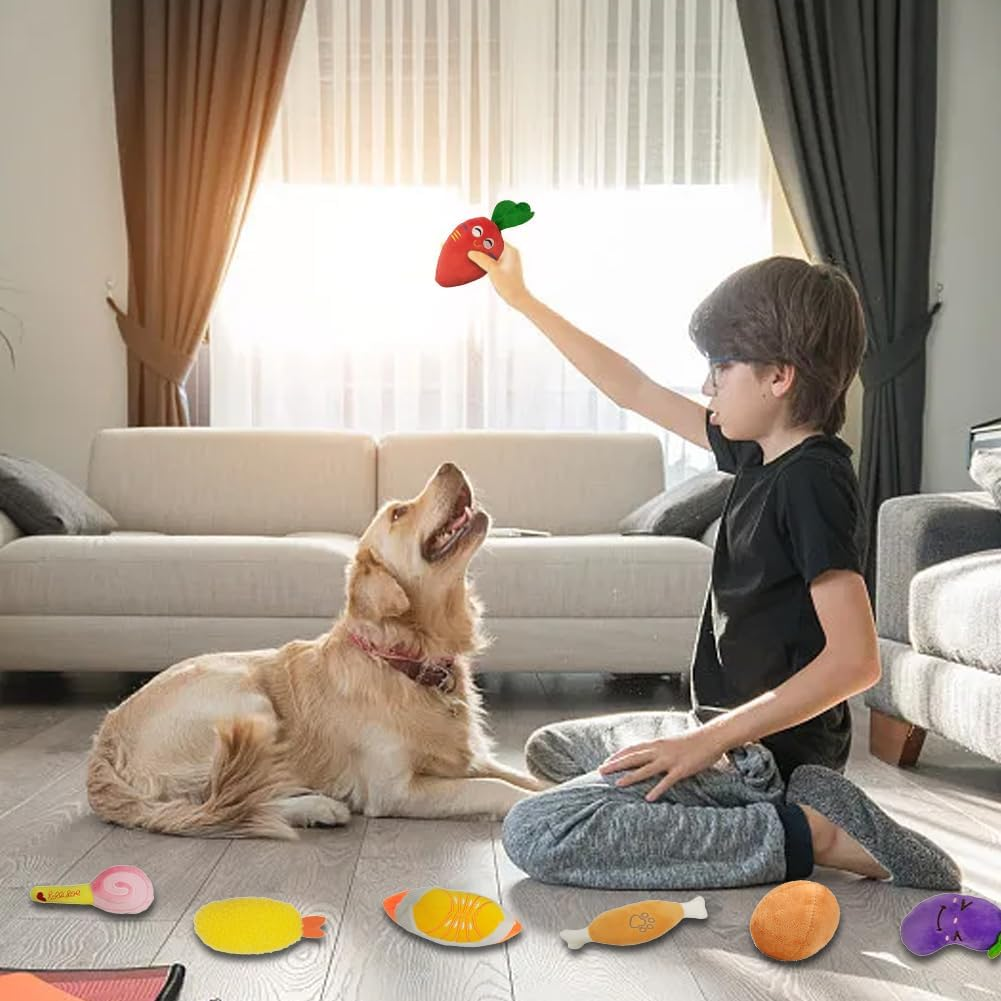 Fadcaer Squeaky Toys for Small Dogs, Interactive Chew Toy for Small Dogs, Fruits, Vegetables, Animals, Interacting Pet Teddy Toy, Small and Medium Dogs to Get Boredom image number 1