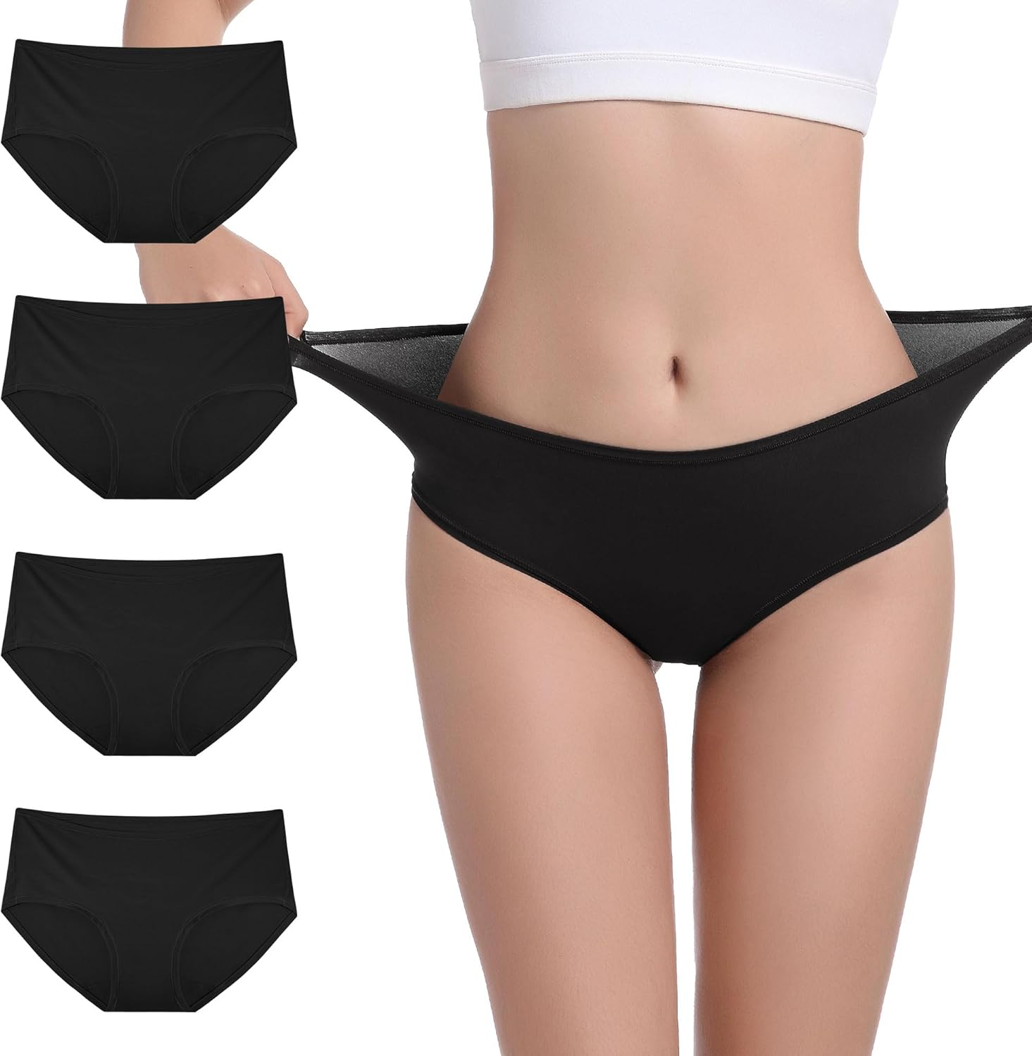 OEIOEI Women&rsquo;S Underwear Stretchy Full Coverage Ladies Panties Breathable Undies 4-Pack
