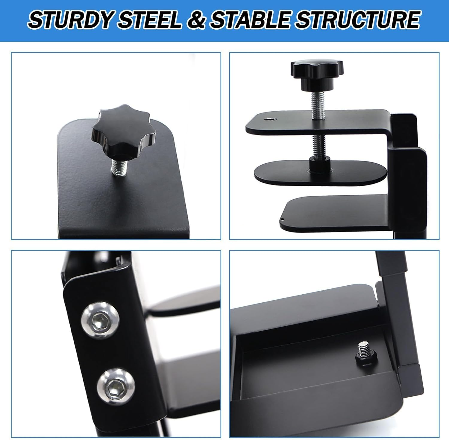 Adjustable Clamp Mount on Desk for PC Tower - No Drilling, Height - 13.2" to 21.6", Width - 5.5" to 9.8", Heavy Duty under Desk Computer Mount, Computer Case CPU Holder with Tool-Free Installation image number 4