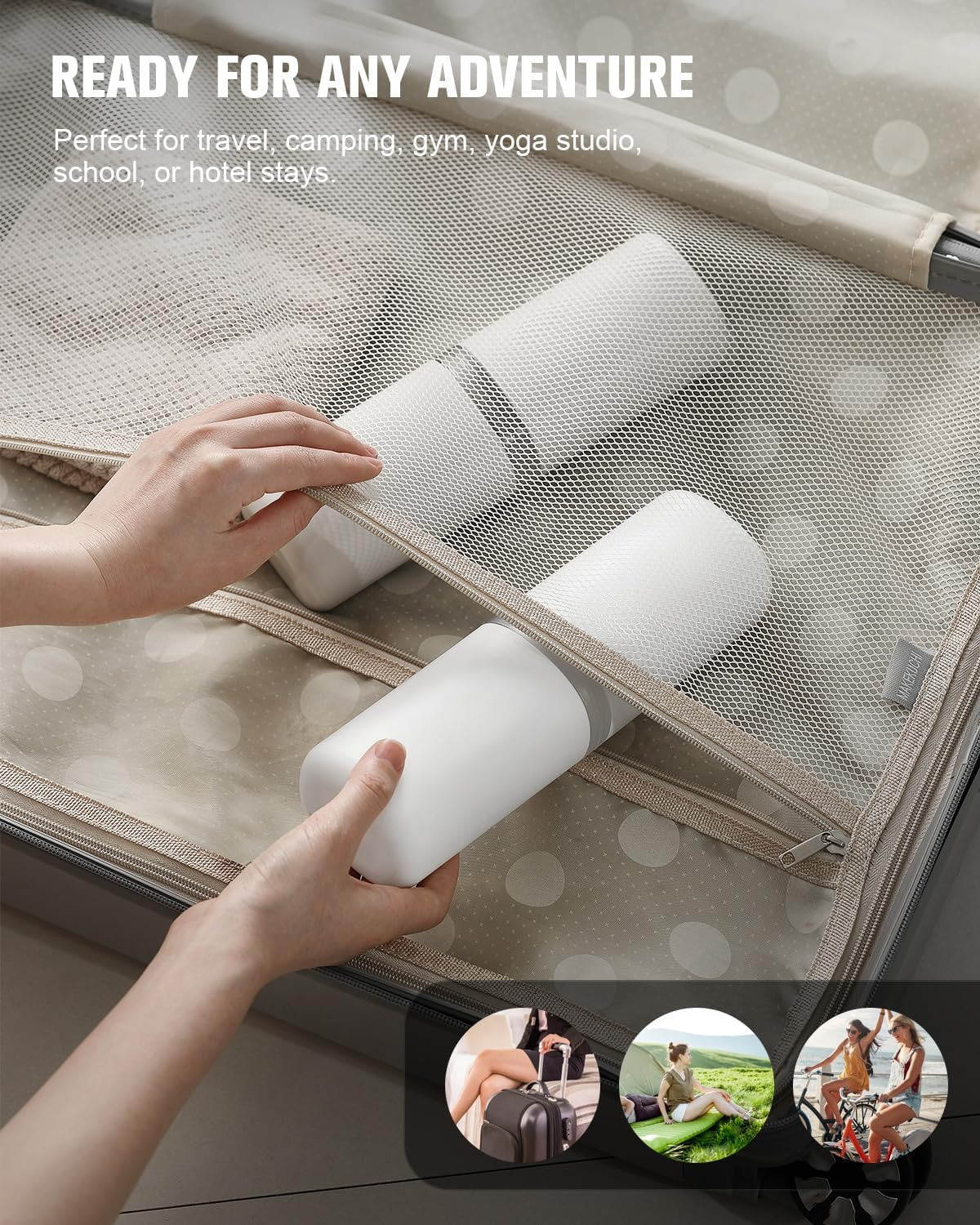 FERYES Travel Toothbrush Holder - Portable Toothpaste Organizer with Mouthwash Cup, Travel-Friendly Tooth Brushes Holder with Draining Lid - White image number 2