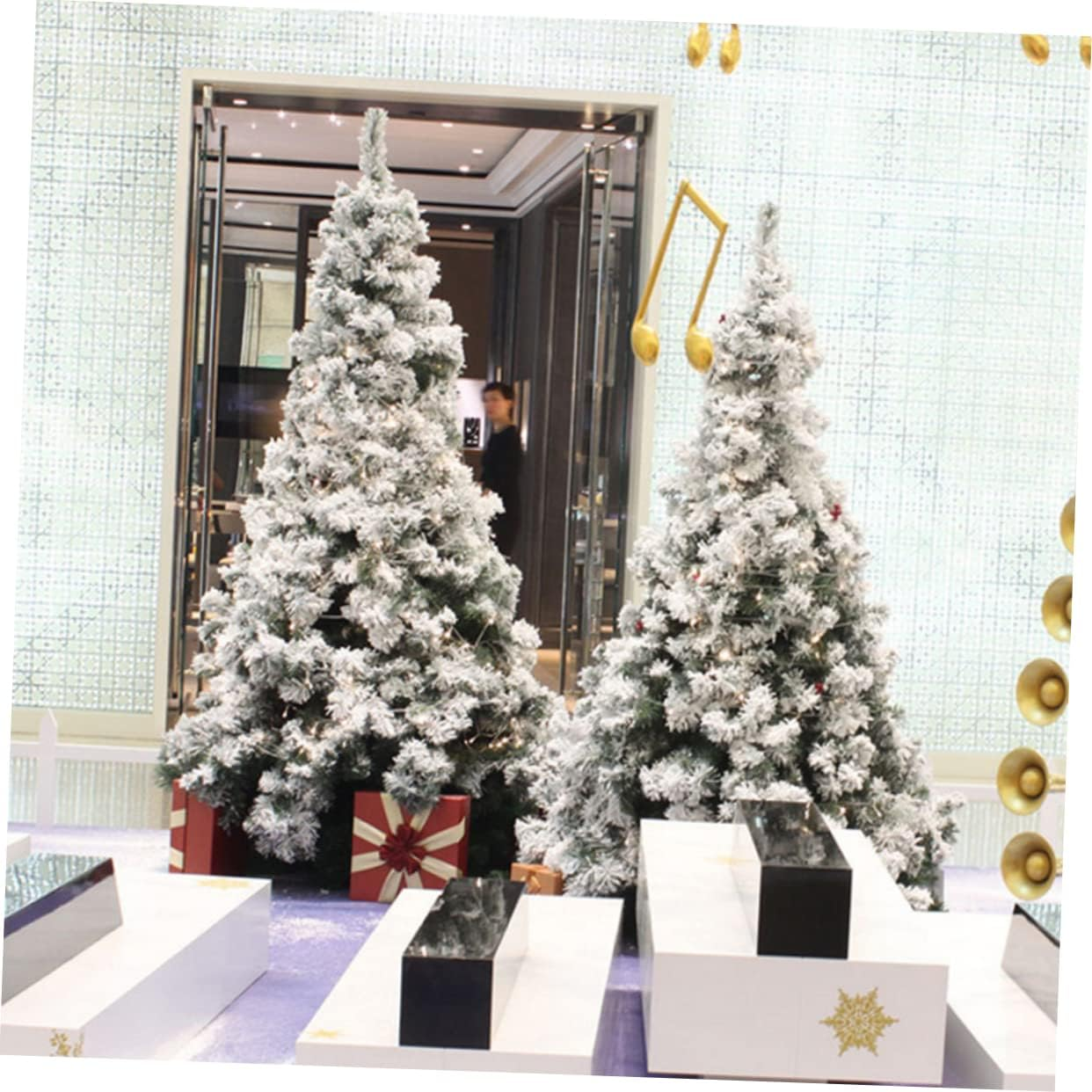 Artificial Flocked Christmas Tree Decoration White for Xmas Party and Home Festival Decor Simulation Tree Ornament Random Style image number 3