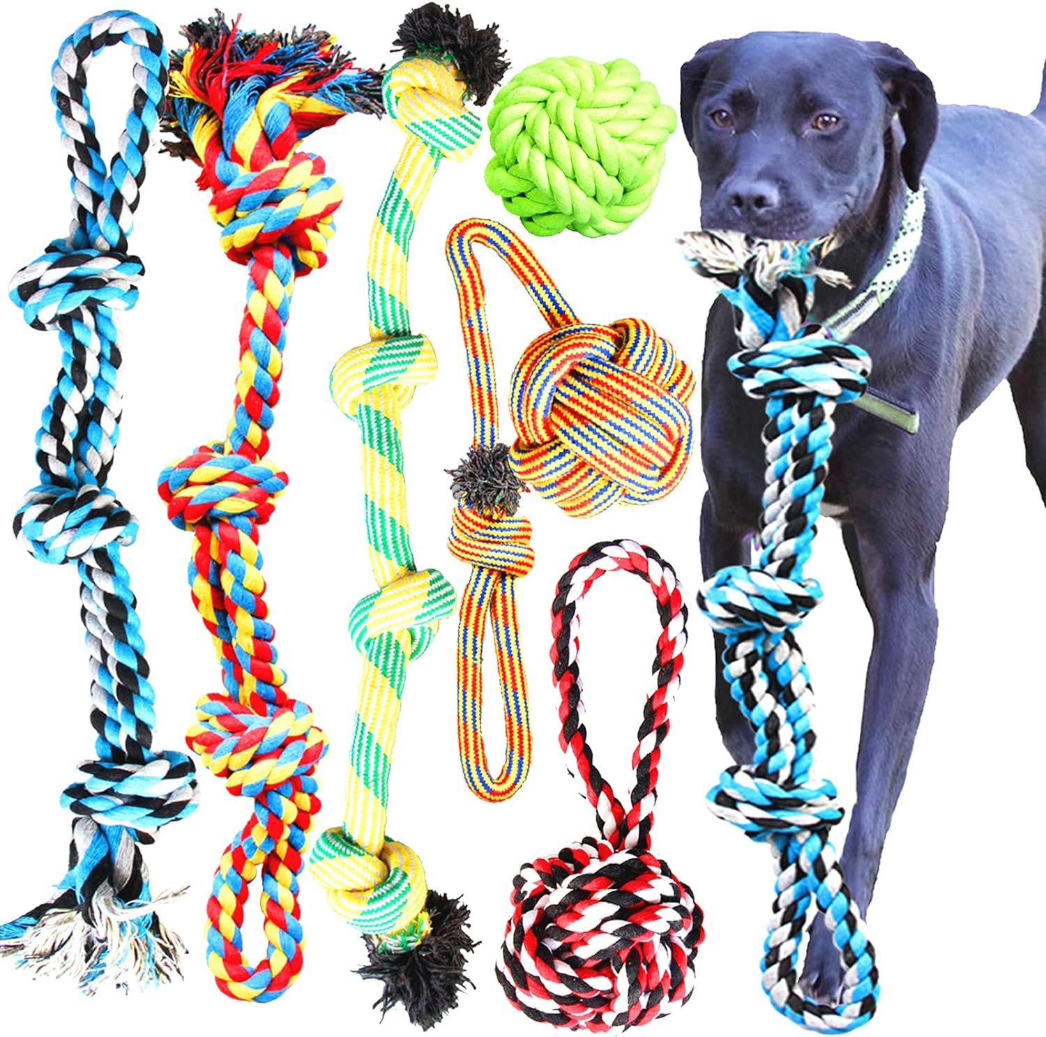 Youngever 6 Pack Large Dog Rope Toys, Dog Chew Toys, Dog Toys for Large, Medium to XL Large Dogs image number 3