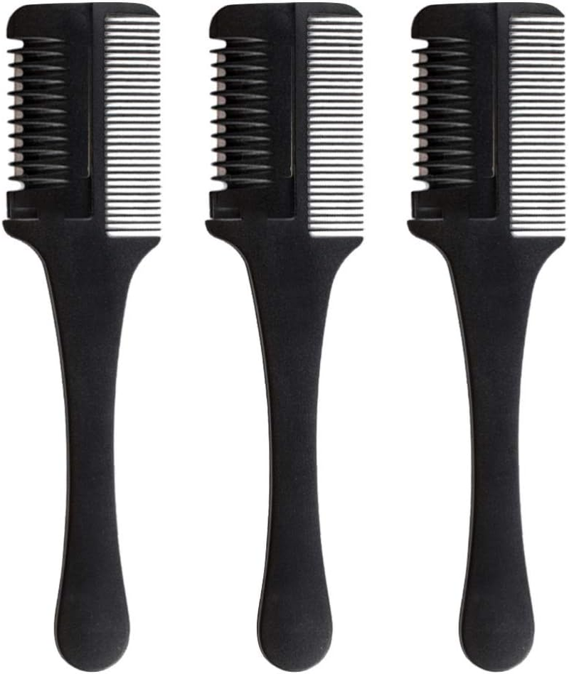 Razor Blade Comb Double Edge Razor Comb for Thinning Hair Hair Cutting Styling Dual End Home Razor Hair Cutting Scissors Comb for Men and Women 3Pcs image number 5