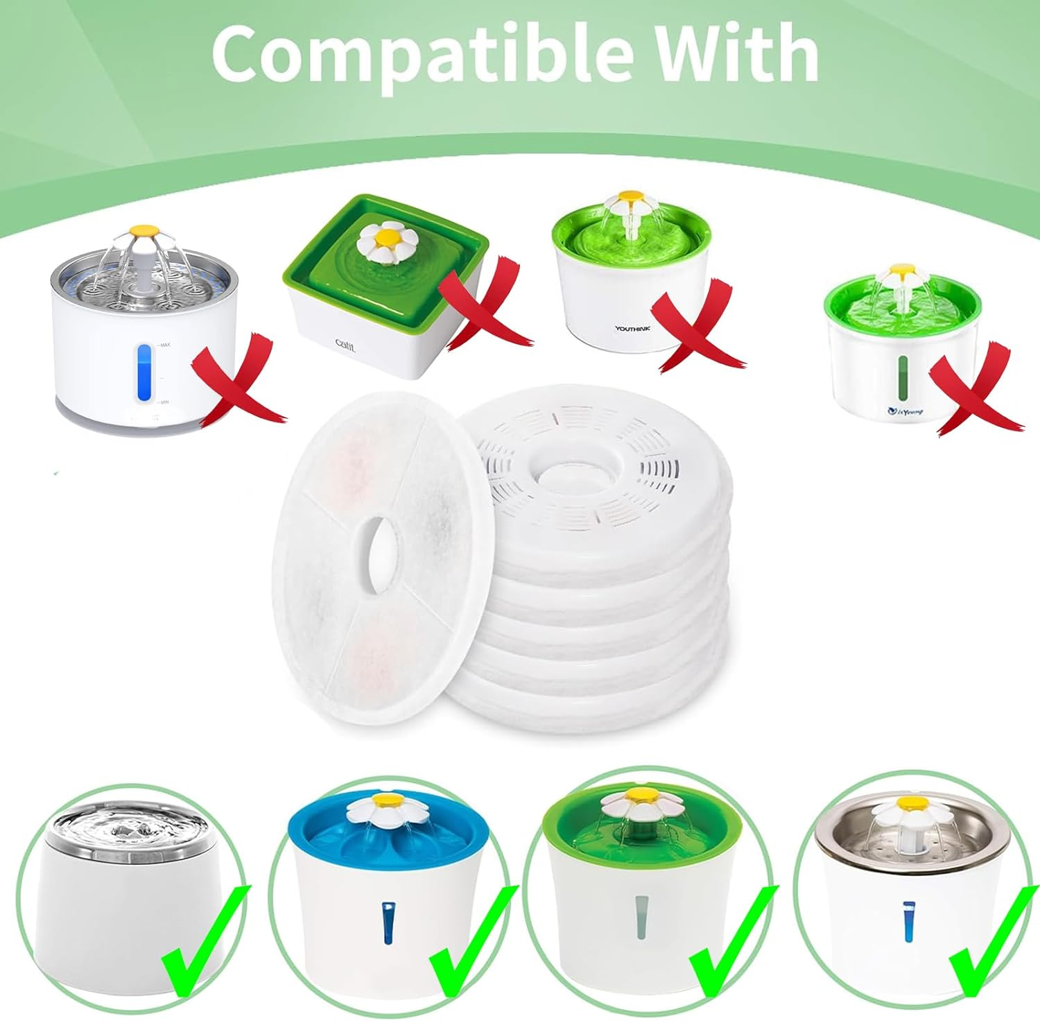 12 Pack Cat Water Fountain Replacement Filters Fit for 3L Flower Water Dispenser Automatic Pet Dog Cat Fountain Filter image number 6