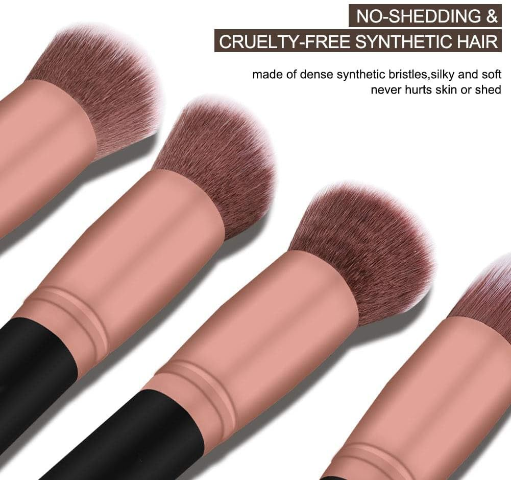 DEWYDREAMS Makeup Brush Set 18 Pcs Premium Synthetic Foundation Powder Concealers Eye Shadows Blush Makeup Brushes with Black Case image number 4