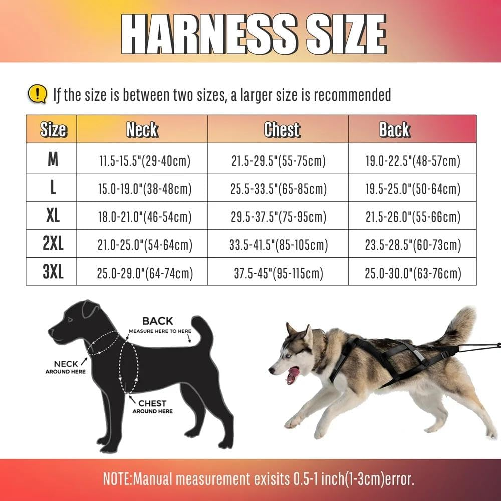 Dog Sled Harness Pet Weighted Traction Sled Harness Large Dog Husky Alaskan Labrador Harness Durable Nylon Outdoor Reflective Dog Harness,Red,Xl image number 4