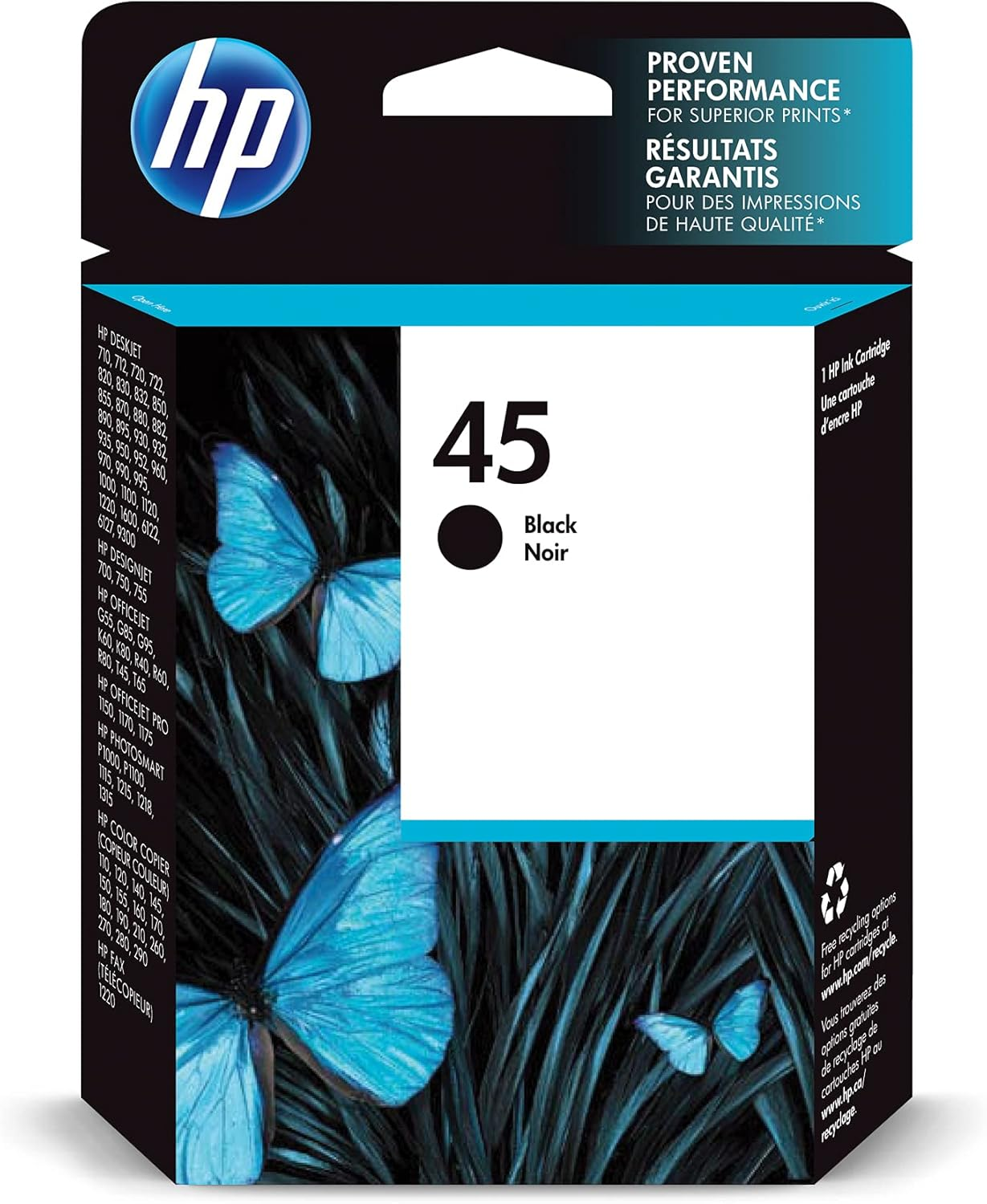 Hewlett Packard 45 Black Original Ink Cartridge (51645AE), Single Pack (51645AE)