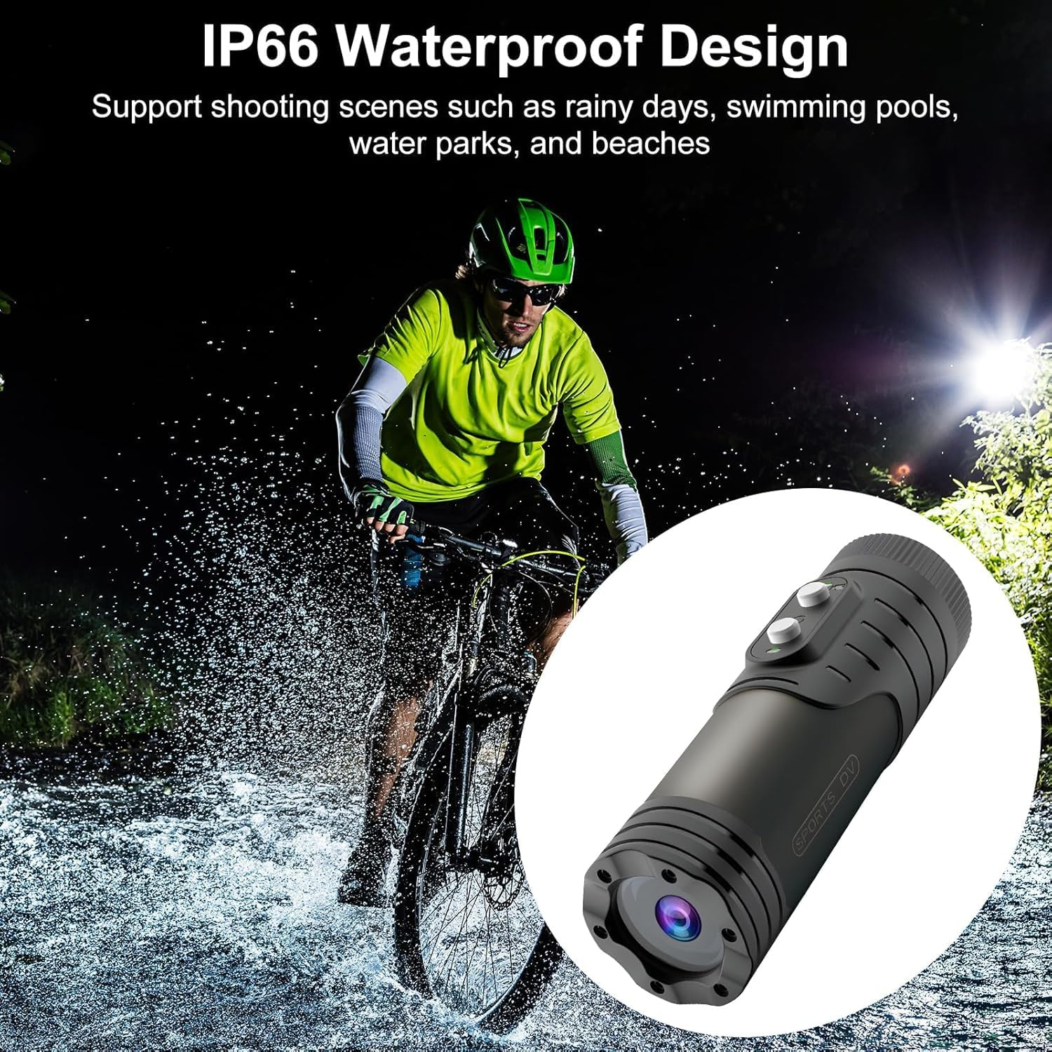 Motorcycle Dash Cam Wifi,Motorcycle Action Camera Waterproof Ip66 with Anti-Shake,120&deg;Wide-Angle Lens,1600 Mah Battery,Charge and Record Simultaneously,Bracket,Helmet Mount for Climbing,Skiing,Hiking image number 4