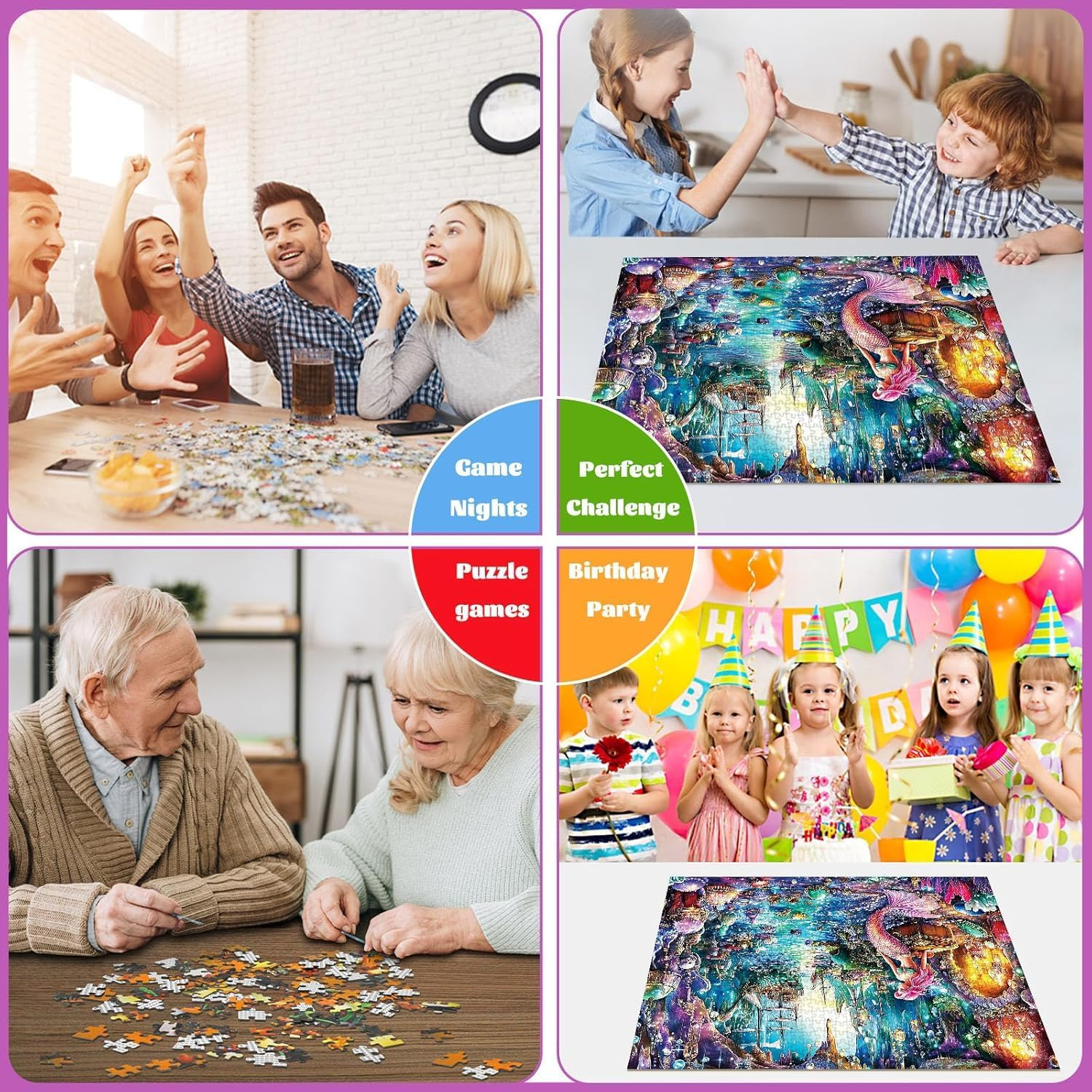 Jigsaw Puzzles for Adults 1000 Pieces, Interlock Perfectly Letter on Back No Dust, Home Decor Birthday Gift Toy for Men Women Elders Seniors, 1:1 Poster - Mermaid under the Sea image number 1