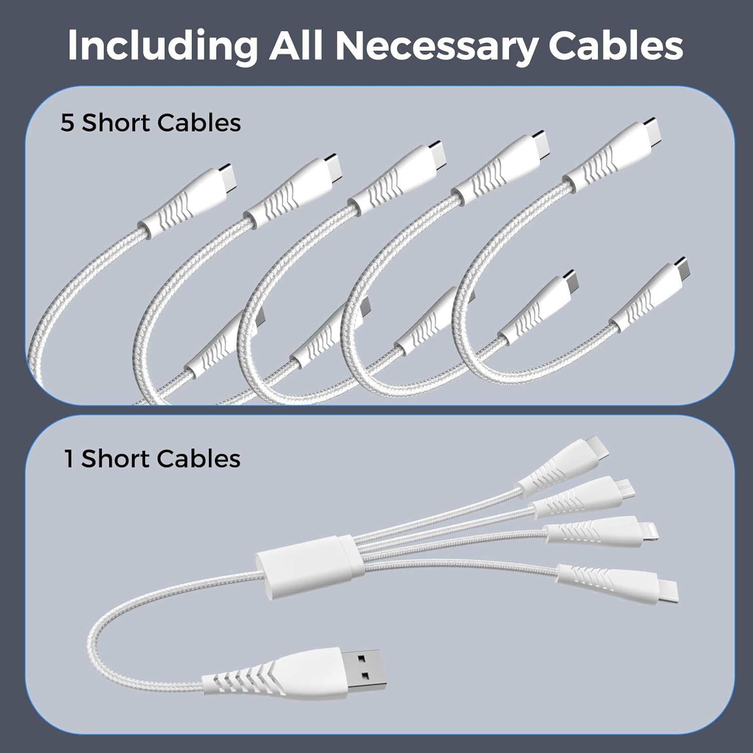 4Smarts 100W USB C Charging Station for Multiple Devices, 6 Port Multi Device Fast Charging Hub, Office & Home Workstations for Iphone Ipad Tablets Android Devices, Silver (6 Cables Included) - Grey image number 3