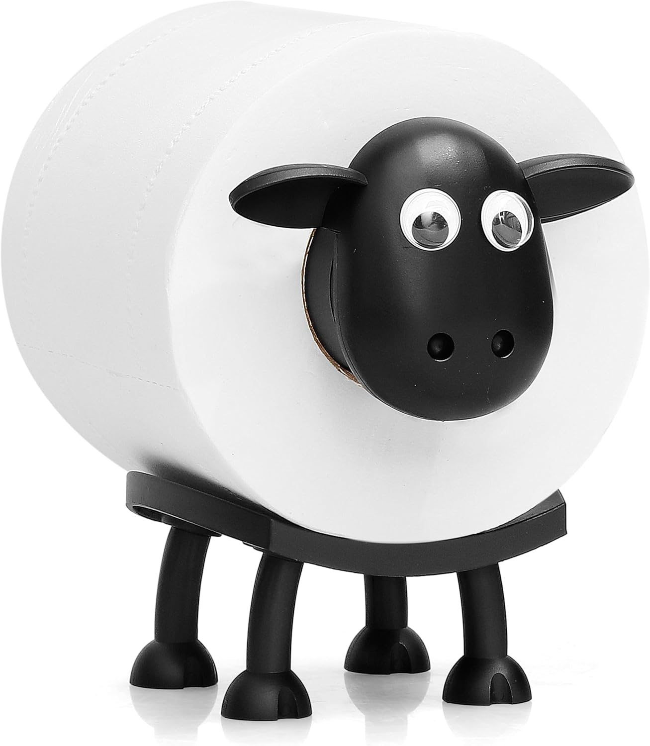VELENTI Sheep Toilet Roll Holder - Funny Toilet Paper Holder Free Standing Bathroom Set - 3D Printed Black Sheep Loo Roll Holder - Hilarious Tissue Paper Roll Storage - Cute Bathroom Decor - Set of 3