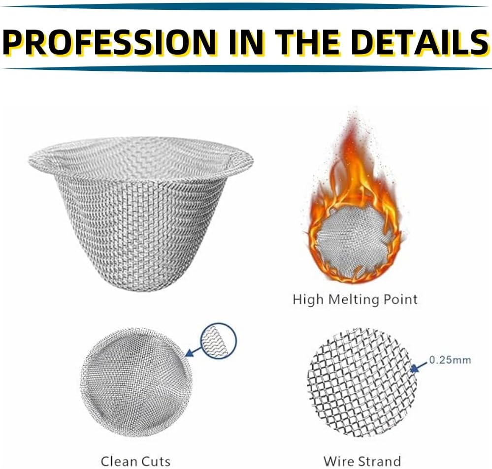 Jindizi 50 Pcs Pipe Screens, 0.7Inch Stainless Steel Pipe Screens Filter,Pipe Gauze, Metal Gauze Mesh, Tapered Design Pipe Filters, Pre-Cut Bowl Filter Screen, Reusable Bowl Mesh Gauzes image number 1