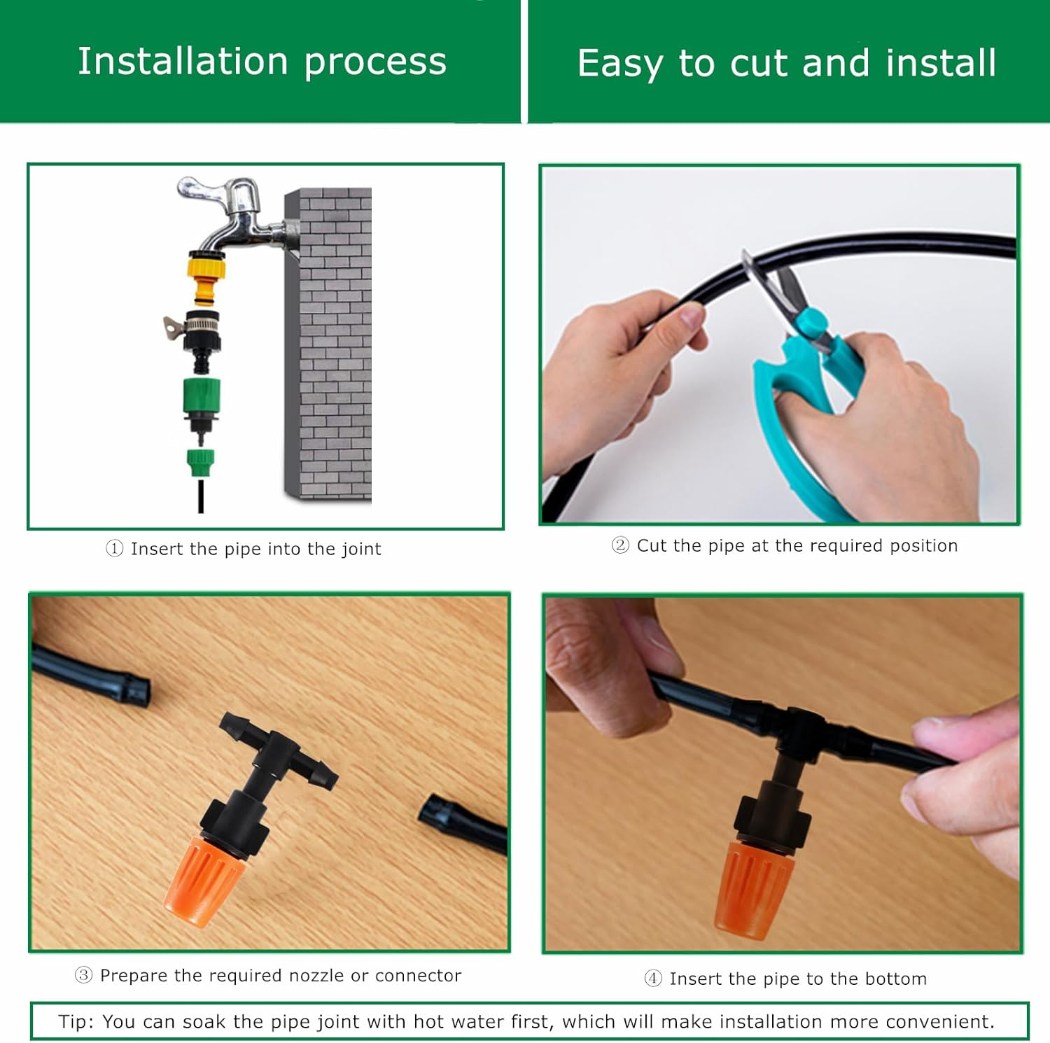 Three-Way Atomizing Nozzle 1/4 Inch, 50 Pcs Adjustable Micro Spray Emitters, Drip Irrigation Parts Accessories for Patio Lawn Greenhouse Vegetable Irrigation Supplies