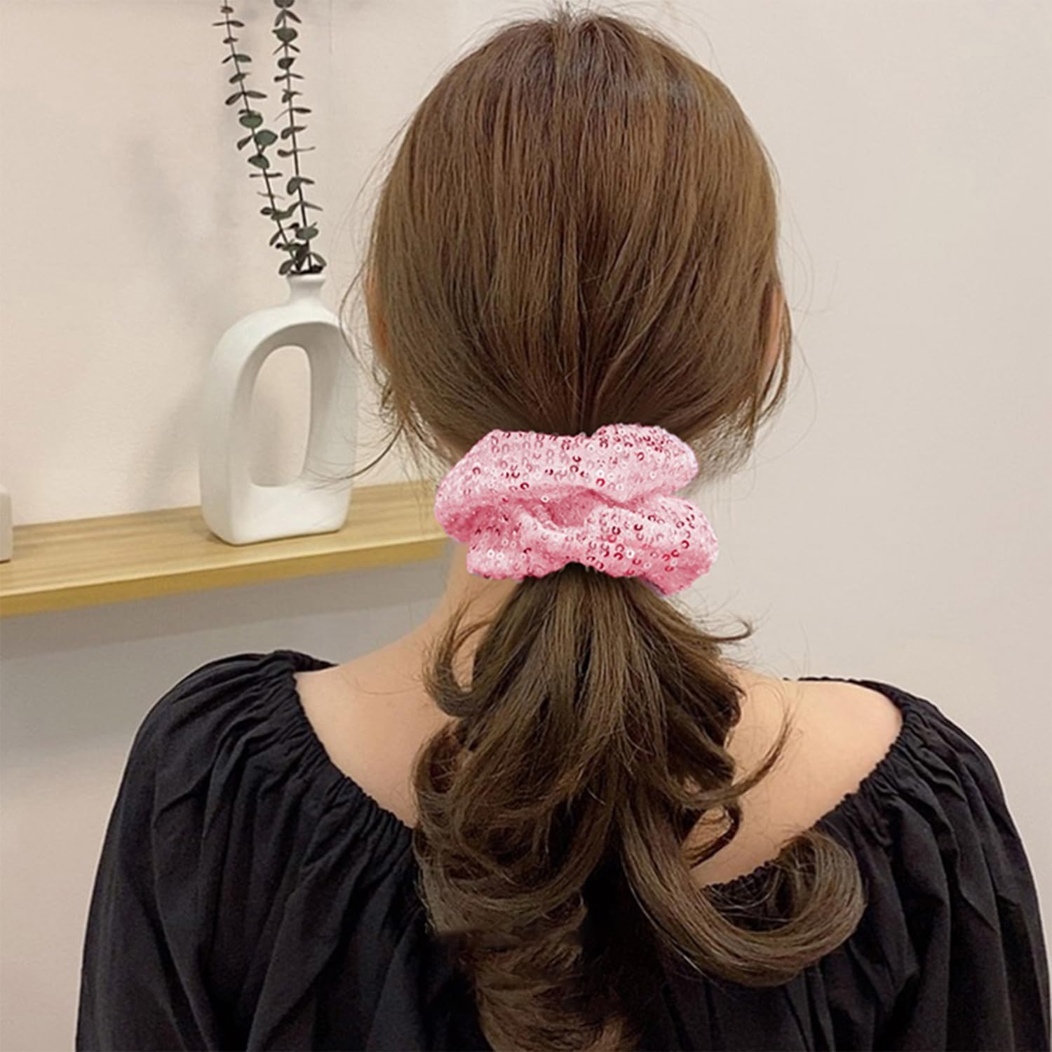 4 Pieces Colon Hair Ties, Sequin Hair Ropes, Women'S Hair Accessories, Ponytail Festival Hair Accessories, Shiny Elastic Bands Hair Accessories