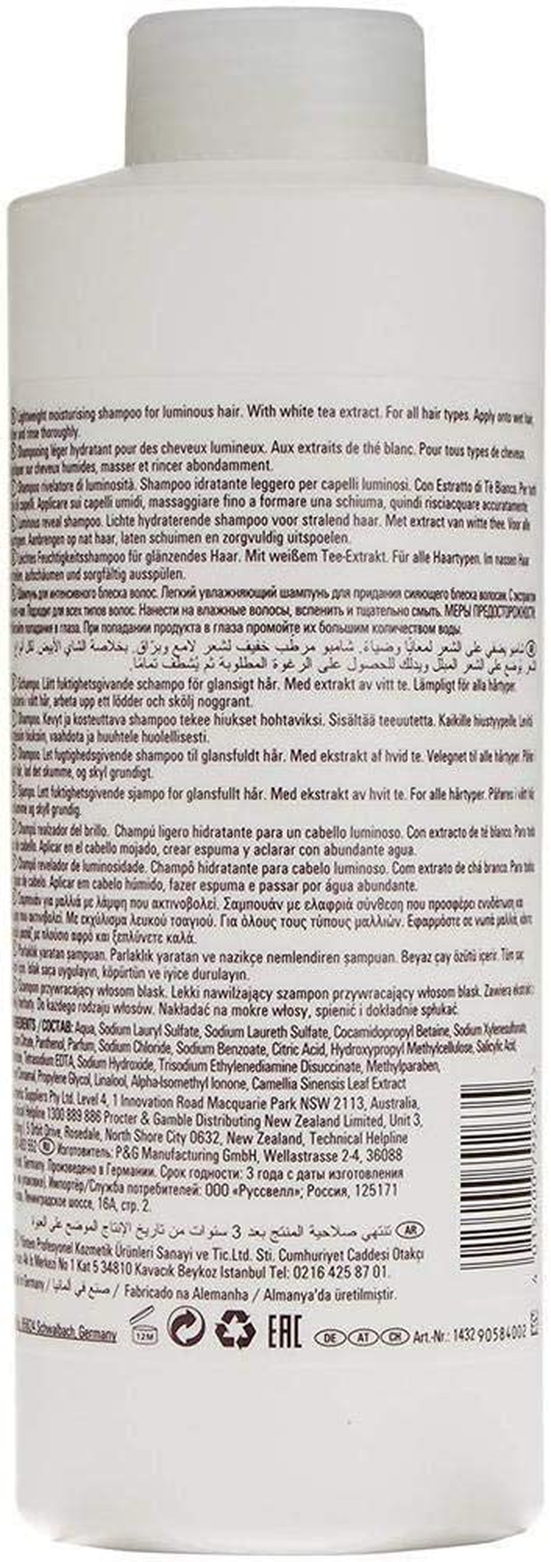 Wella Professionals Oil Reflections Luminous Reveal Shampoo, with Natural Botanicals, Camellia Oil and White Tea Extract, for Long-Lasting Softness and Shine 1000Ml image number 2