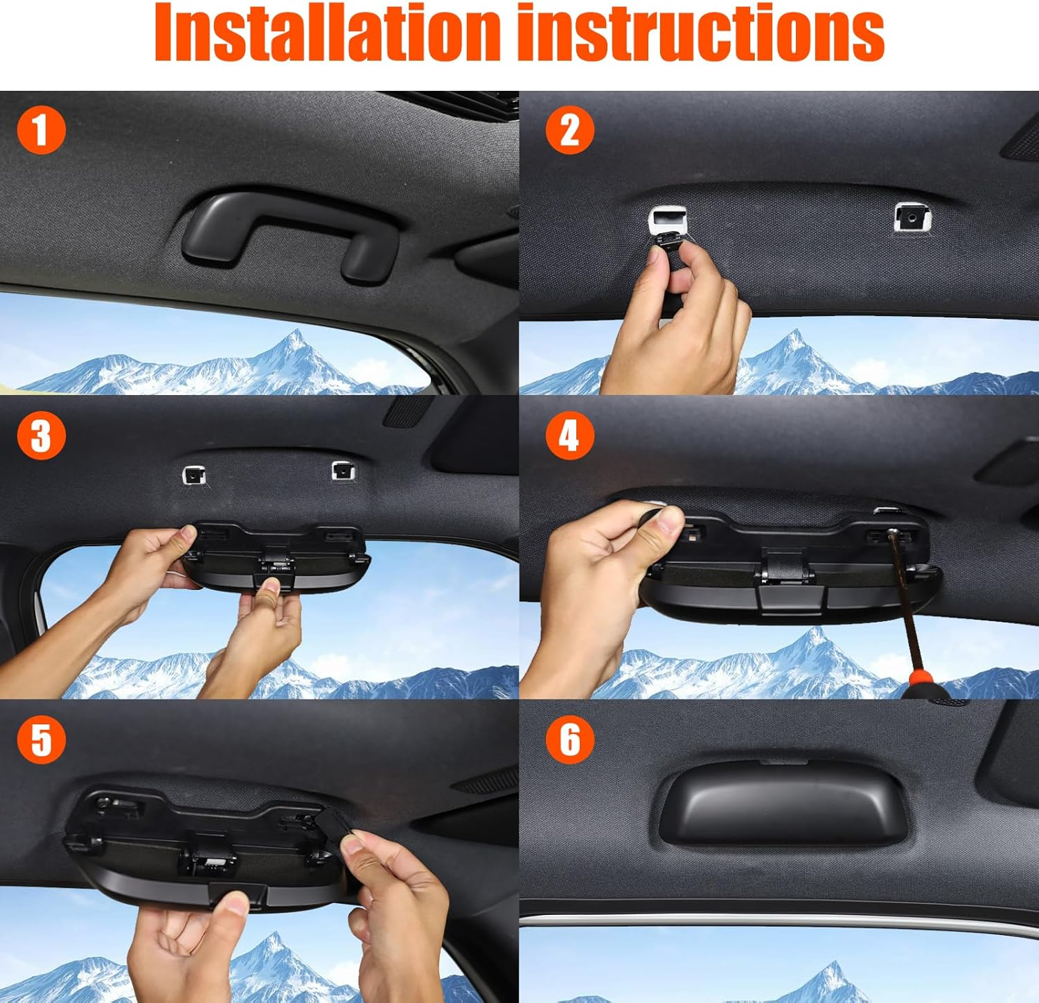 Heutamo Sunglasses Holders Compatible with Toyota Land Cruiser Prado 250 J250 LC250 2024 2025, ABS Glasses Holder Sunglasses Case Storage Box Replace for Overhead Roof Grab Handle (Black) image number 6