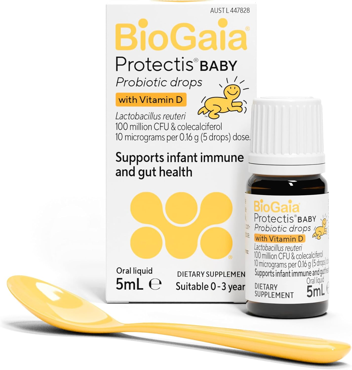 Biogaia Protectis Baby Drops with Vitamin D, 100 Million Live L. Reuteri, Probiotic Supplement for Newborns, Babies & Infants, for Immune and Digestive Support, Helps Relieve Tummy Discomfort image number 4