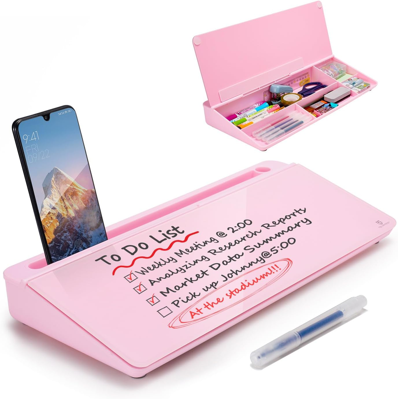 TSJ Office Desktop Whiteboard Dry-Erase-Board - Computer Keyboard Stand White Board Surface Pad with Drawer, Desk Organizers with Accessories for Office, Home, School Supplies image number 5