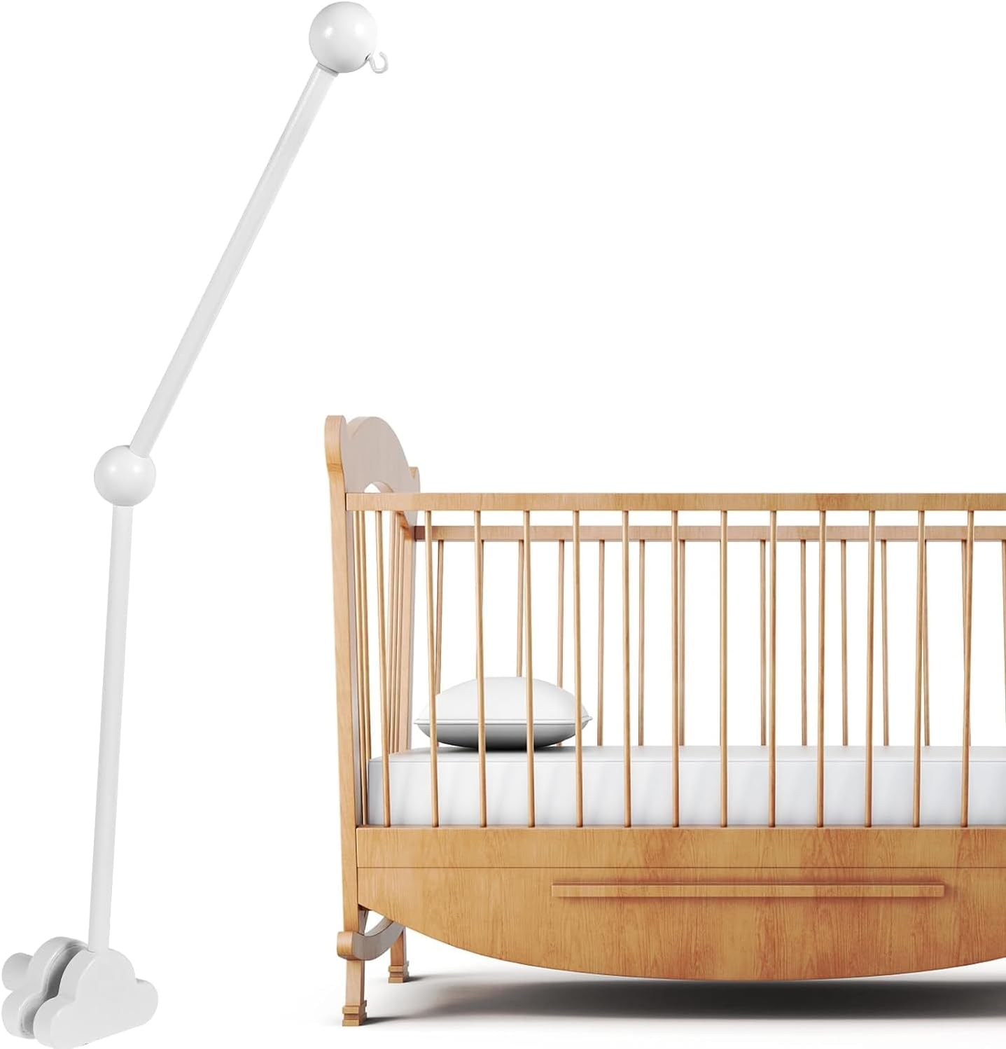 27 Inch Wooden Baby Crib Mobile Arm, Adjustable Angle & Height, Non-Skid, Easy to Install, Unisex Baby, Crib Mount image number 2
