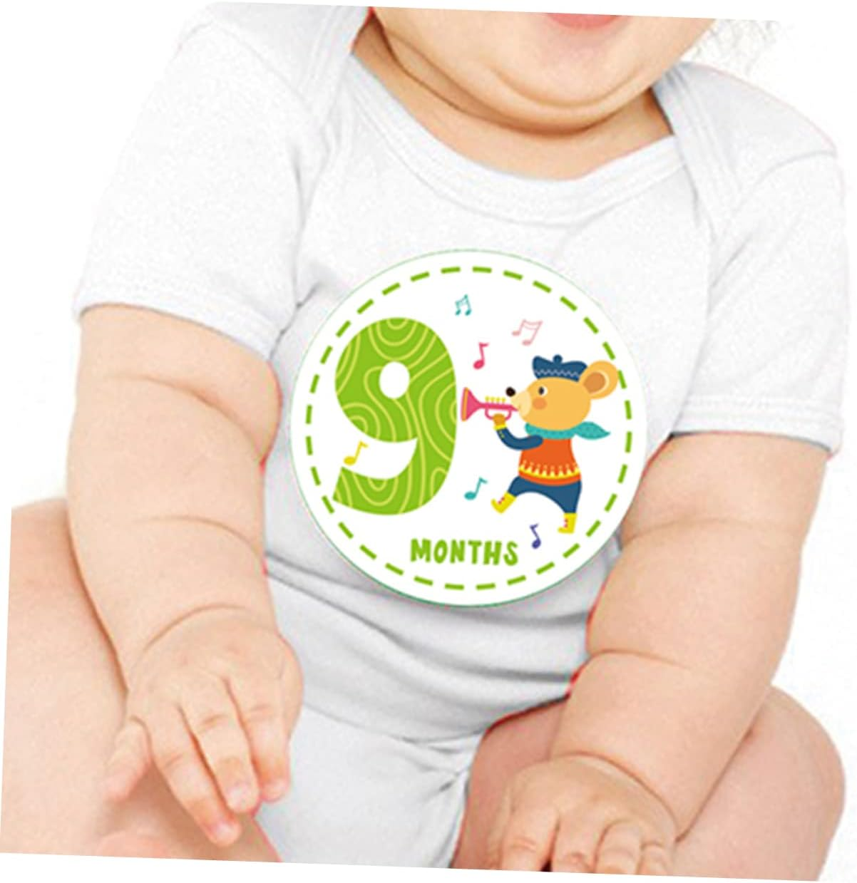 TEHAUX 24Pcs Milestone Sticker Set Adorable Animal Month Stickers for Newborns Creative Milestone Announcement Cards Reusable Design for Monthly Photo Album and Social Media Sharing image number 5