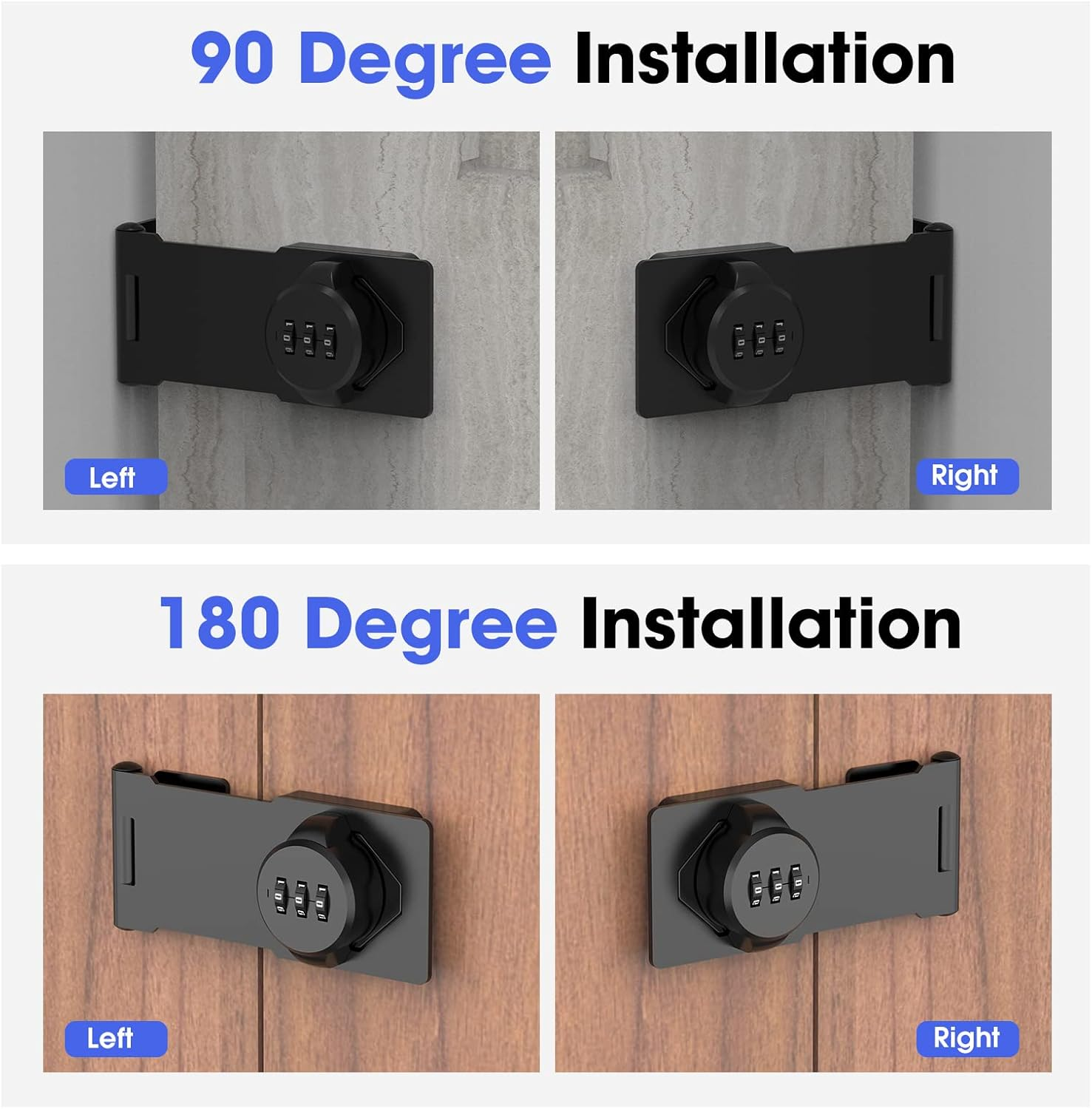 Mechanical Password Rotary Hasp Locks, Cabinet Locks with Combination, Door Security Gate Locks for Small Doors, Cabinets, Barn Door, Bathroom, Outdoor, Closet, Fence (2 Packs Black) - 2 Packs Silver image number 4