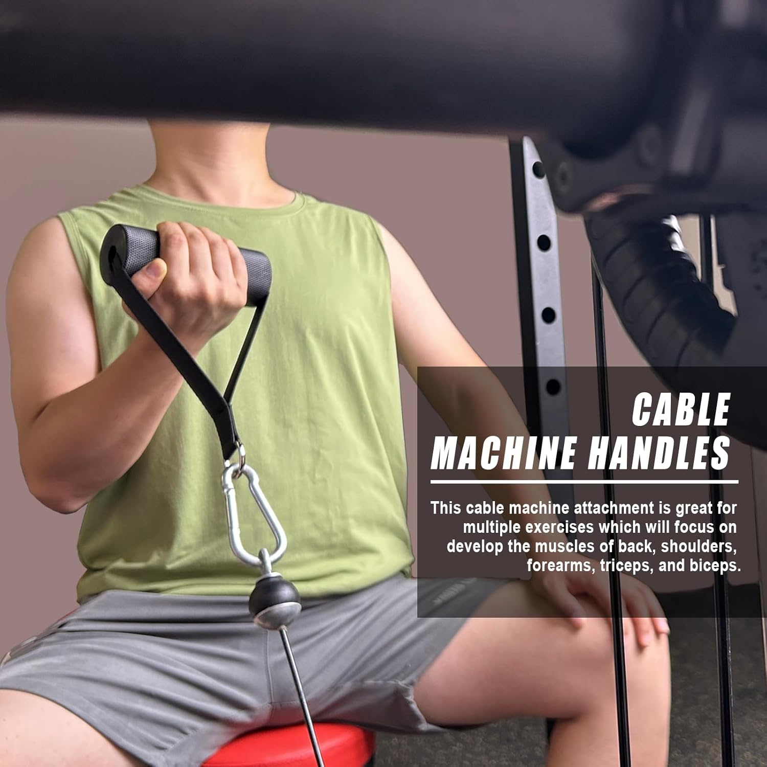 Arm Wrestling Handles, Thick Armwresting Training Equipment LAT Pulldown Attachments D Handle, V Bar Cable Machine Attachments, Gym Handles for Forearm, Wrist Strength Training - 4 In 1 Grip image number 7