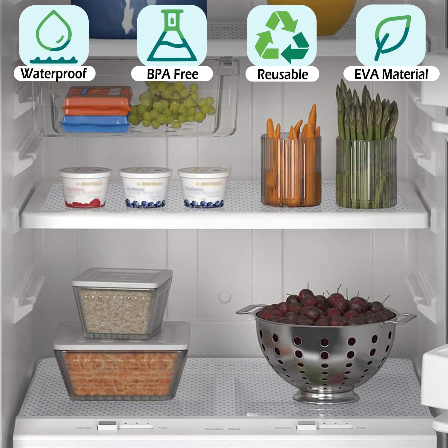 Drawer Liner 45Cm X 6M, Shelf Liners for Kitchen Cabinets EVA Fridge Mats Washable Double Sided Drawer Liner Roll for Cabinet Kitchen Bedroom Bathroom Office (Clear)