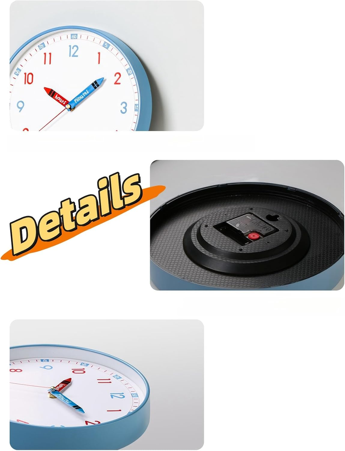 Wigmoa SS-L 【10 Inch/25Cm】 Silent Non-Ticking Wall Clock, Modern Analog Battery Operated Clock for Classroom, Bedroom, Office, and Home Decor, Time-Telling Clock for School Supplies. (Blue, 10 Inch) image number 5
